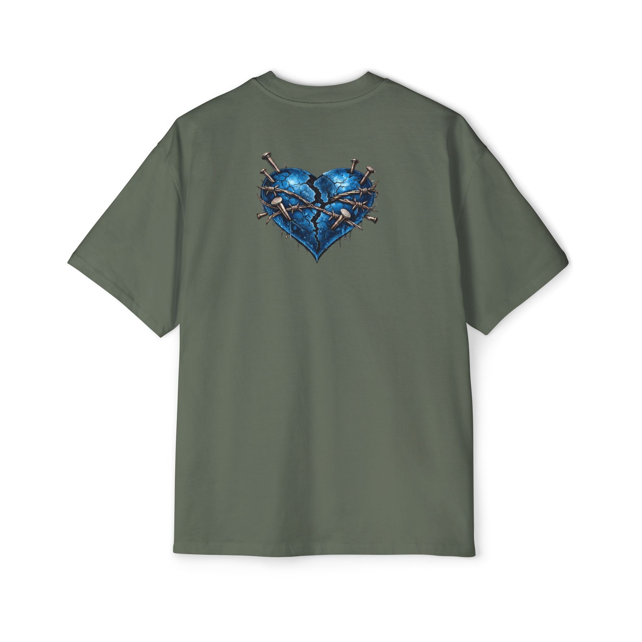 Oversized Discipline Over Emotions Graphic T-Shirt (Blue Heart) Printify