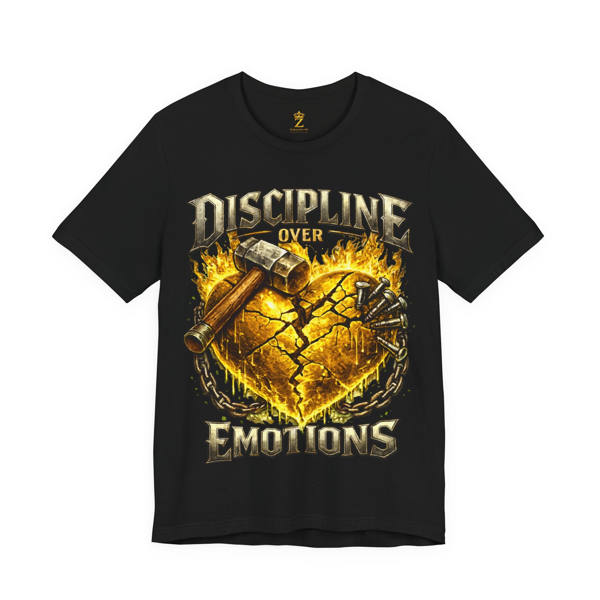 Discipline Over Emotions Premium Graphic T-Shirt (Gold Heart) Printify