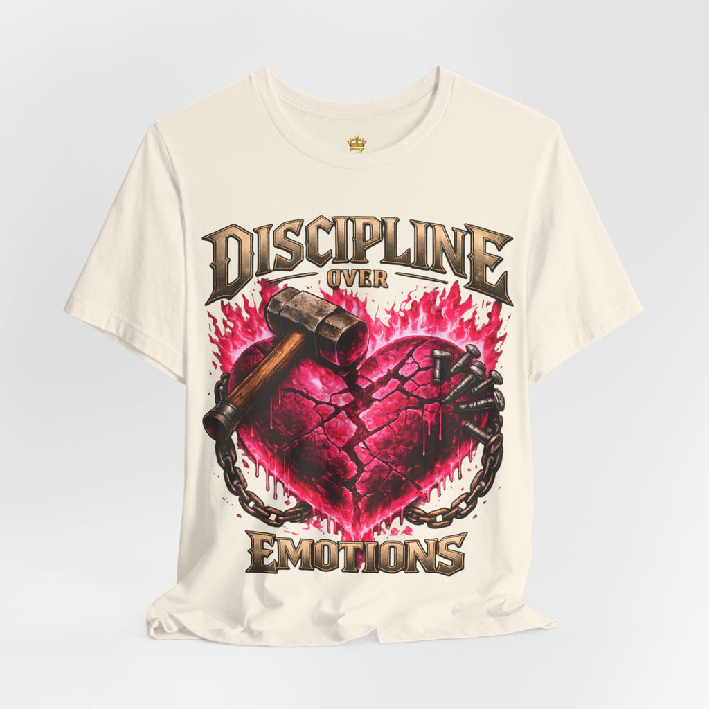Discipline Over Emotions Premium Graphic T-Shirt (Hot Pink Heart) Printify