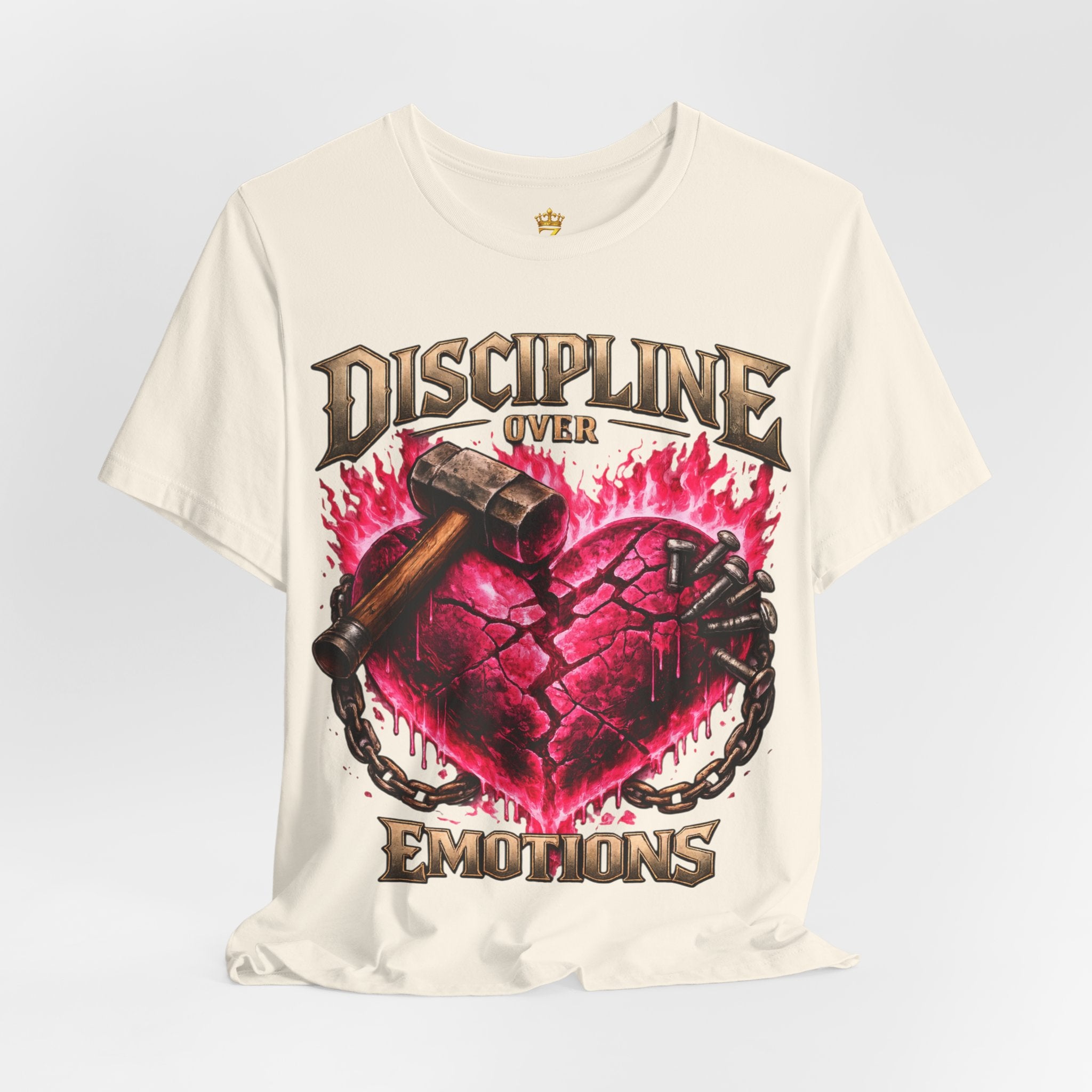 Discipline Over Emotions Premium Graphic T-Shirt (Hot Pink Heart) Printify