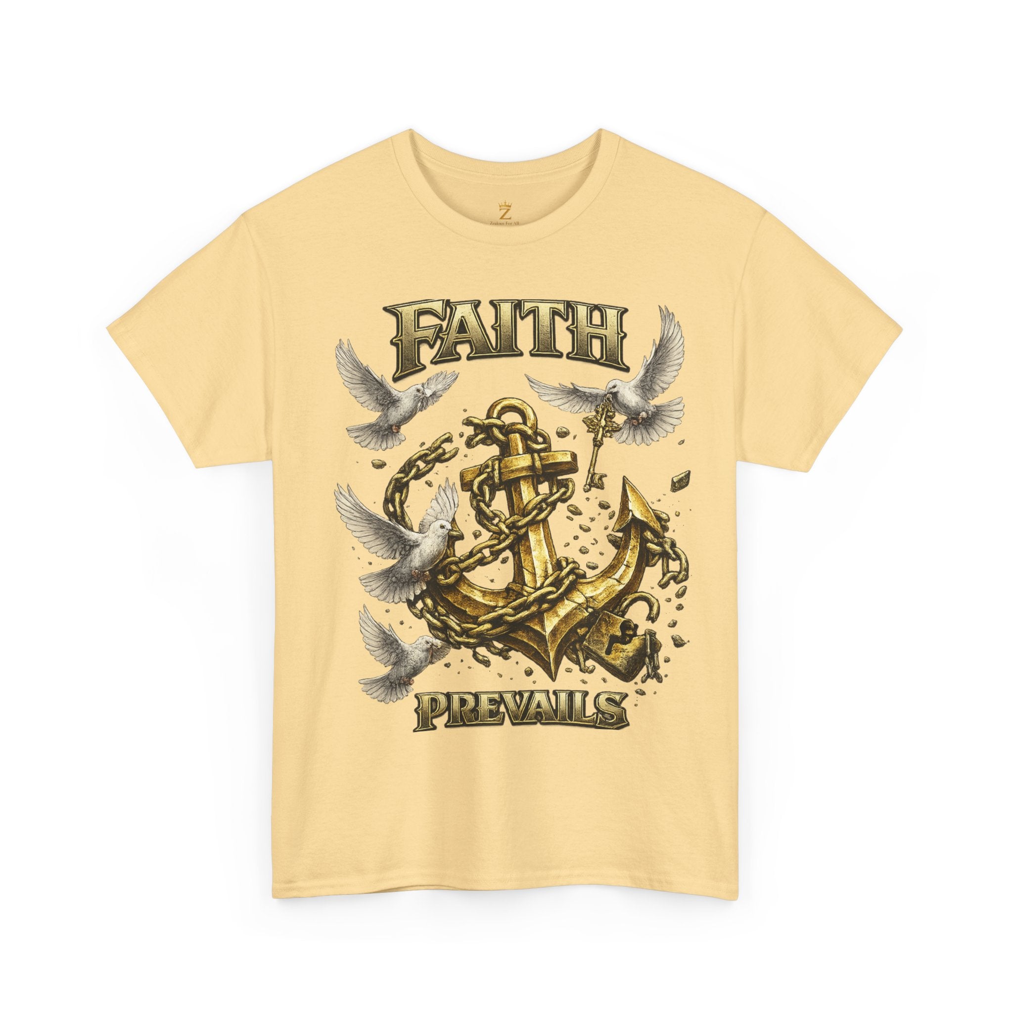 Adult Faith Prevails Anchor T-Shirt (Gold Anchor) Printify