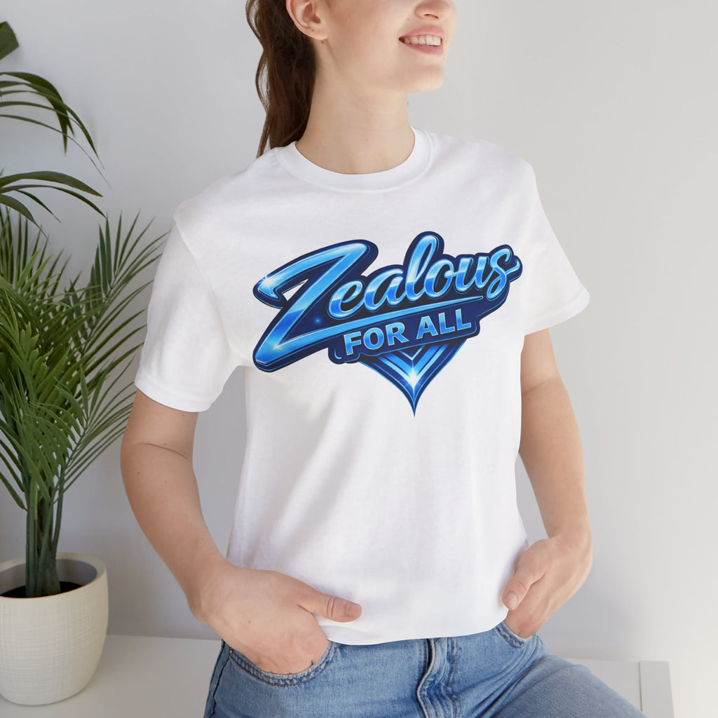 Zealous For All Graphic T-Shirt (Blue Logo) Printify