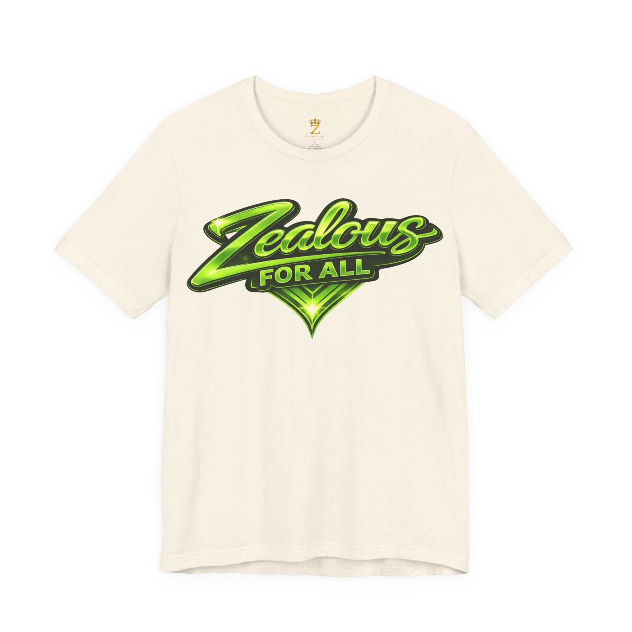 Zealous For All Graphic T-Shirt (Lime Green Logo) Printify