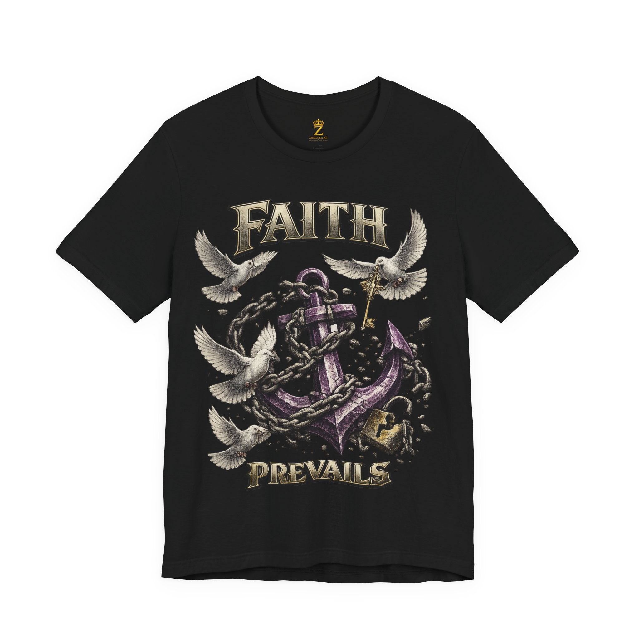 Faith Prevails T‑Shirt (Purple Anchor) Printify