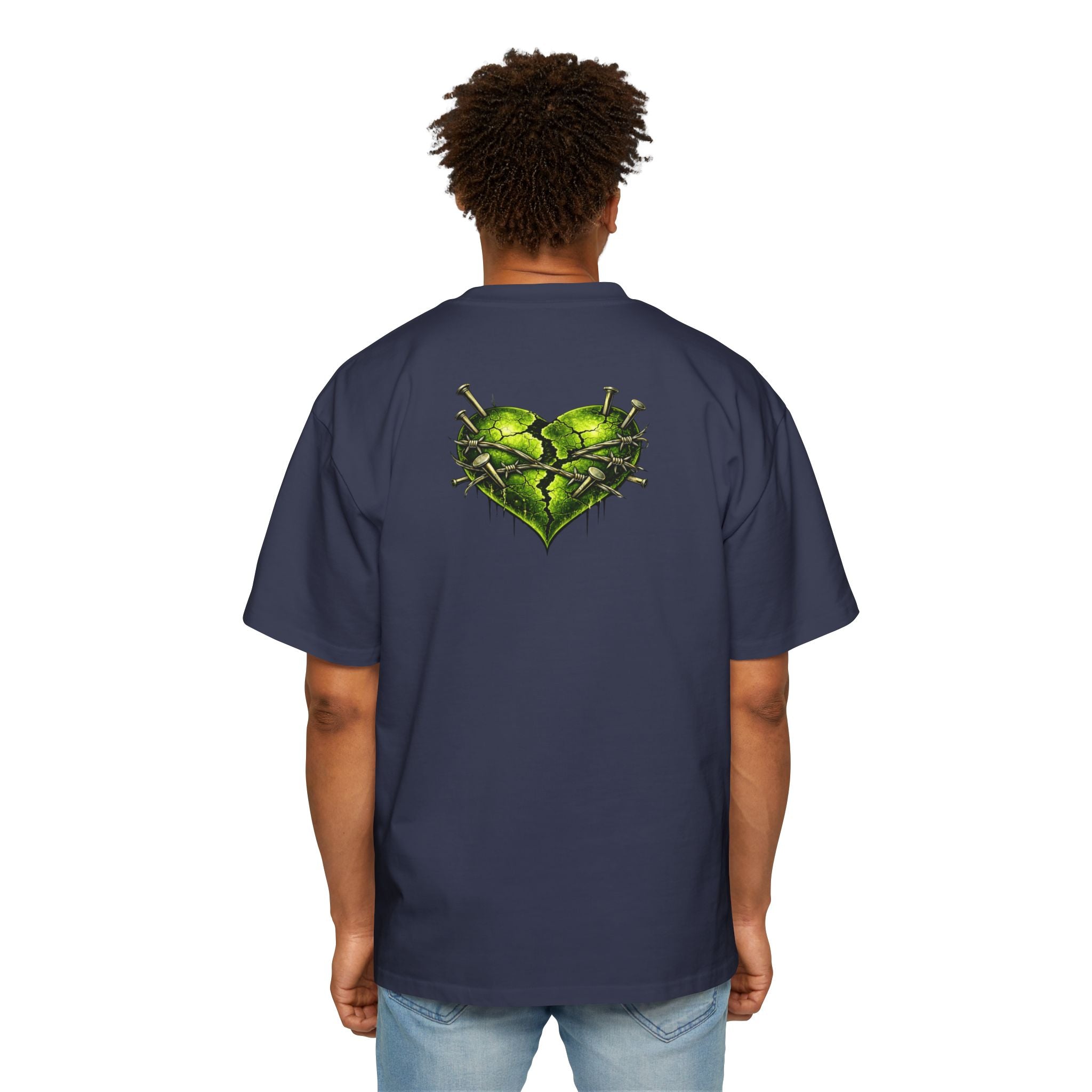 Oversized Discipline Over Emotions Graphic Tee (Green Heart) Printify