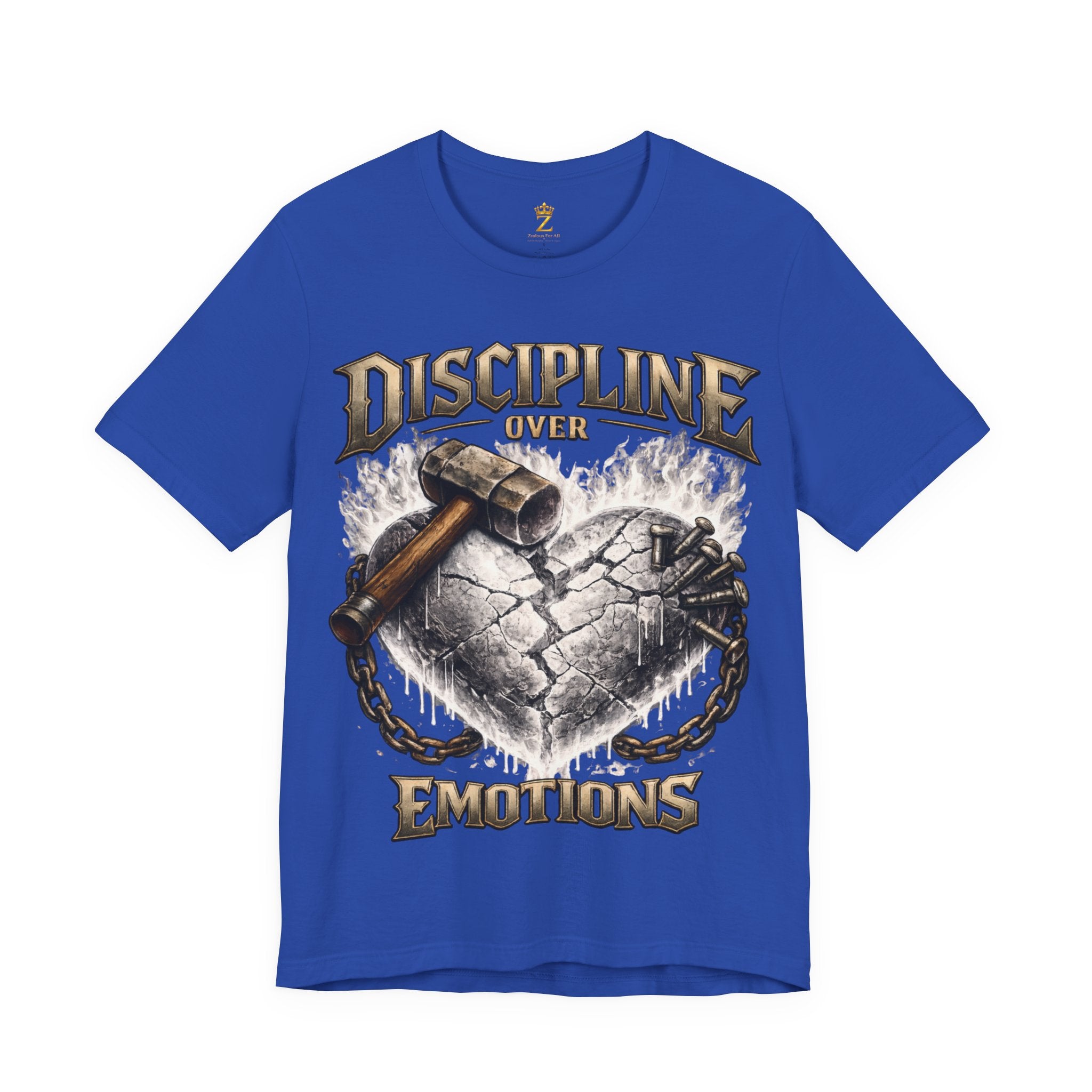 Discipline Over Emotions Premium Graphic T-Shirt (White Heart) Printify
