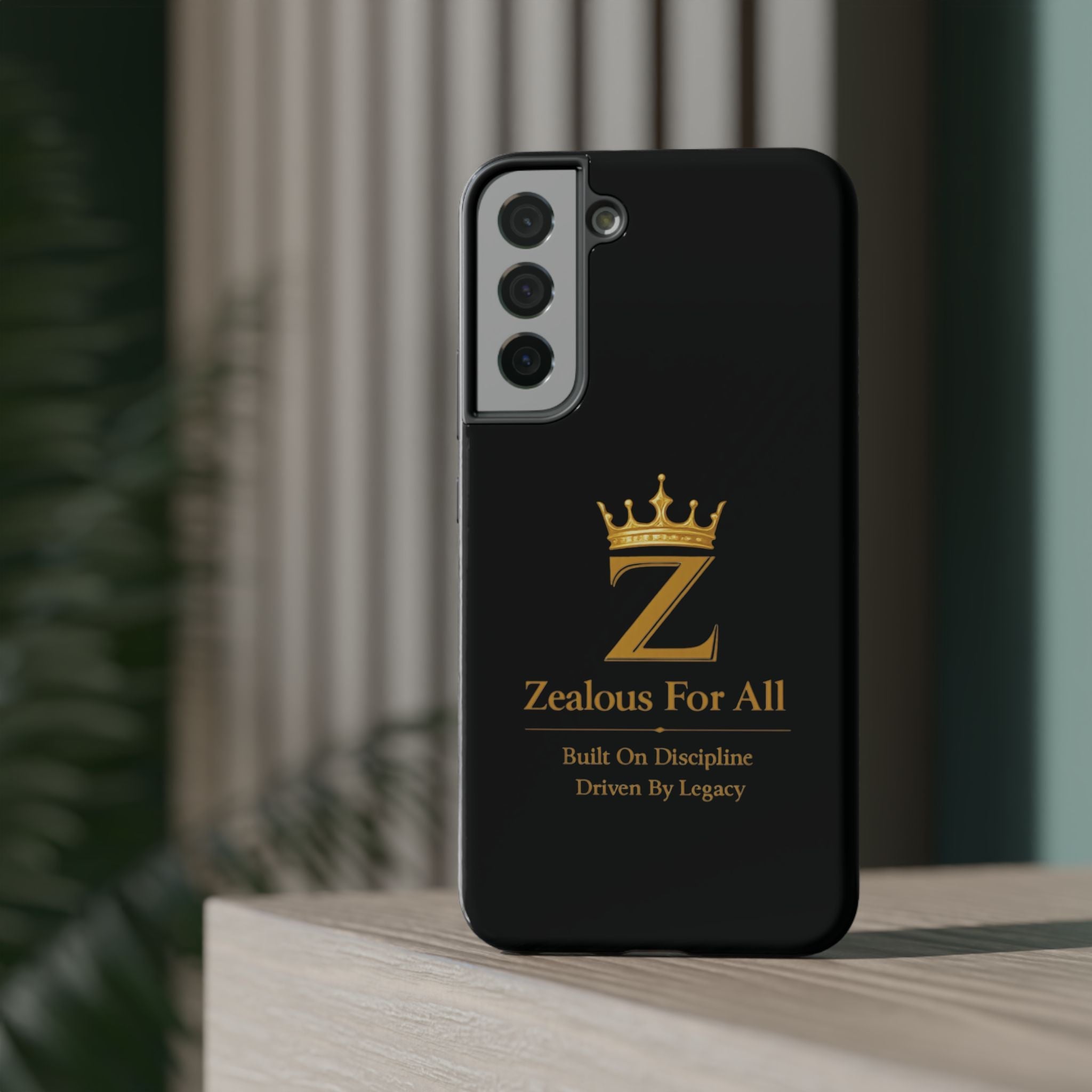 Phone Case — "Zealous For All" Gold Crown Impact-Resistant Case Printify