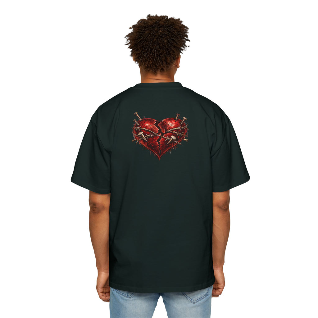 Oversized Discipline Over Emotions Graphic Tee (Front Red Heart) Printify