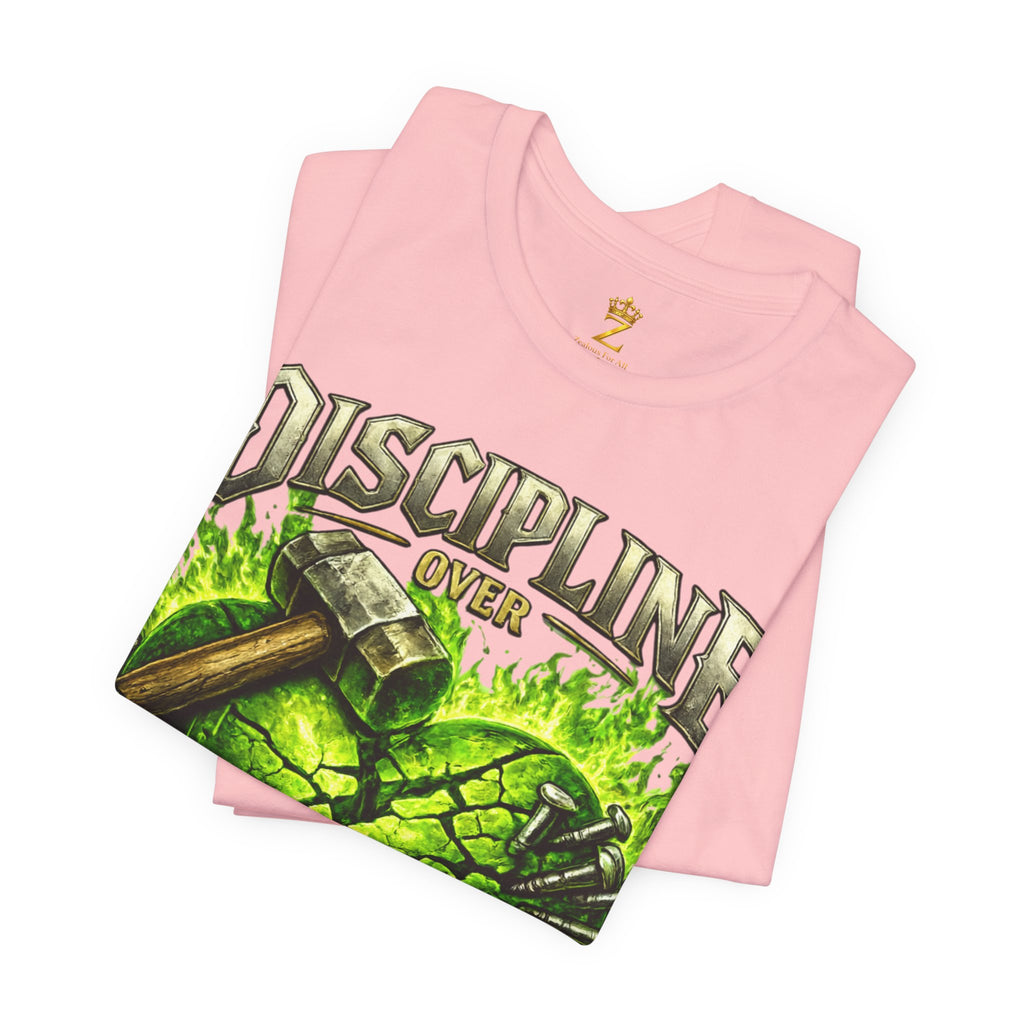 Discipline Over Emotions Premium Graphic T-Shirt (Lime Green Heart) Printify