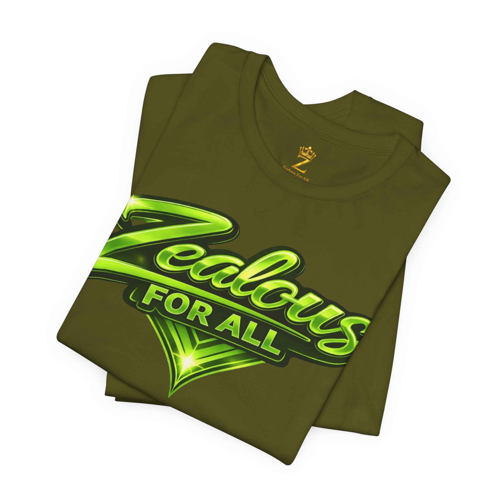 Zealous For All Graphic T-Shirt (Lime Green Logo) Printify