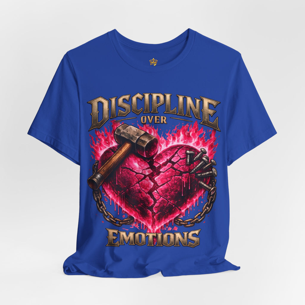 Discipline Over Emotions Premium Graphic T-Shirt (Hot Pink Heart) Printify