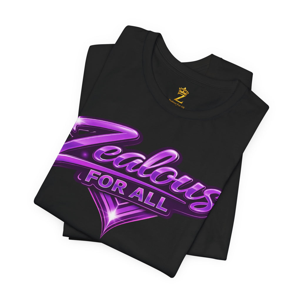 Zealous For All Graphic T-Shirt (Purple Logo) Printify
