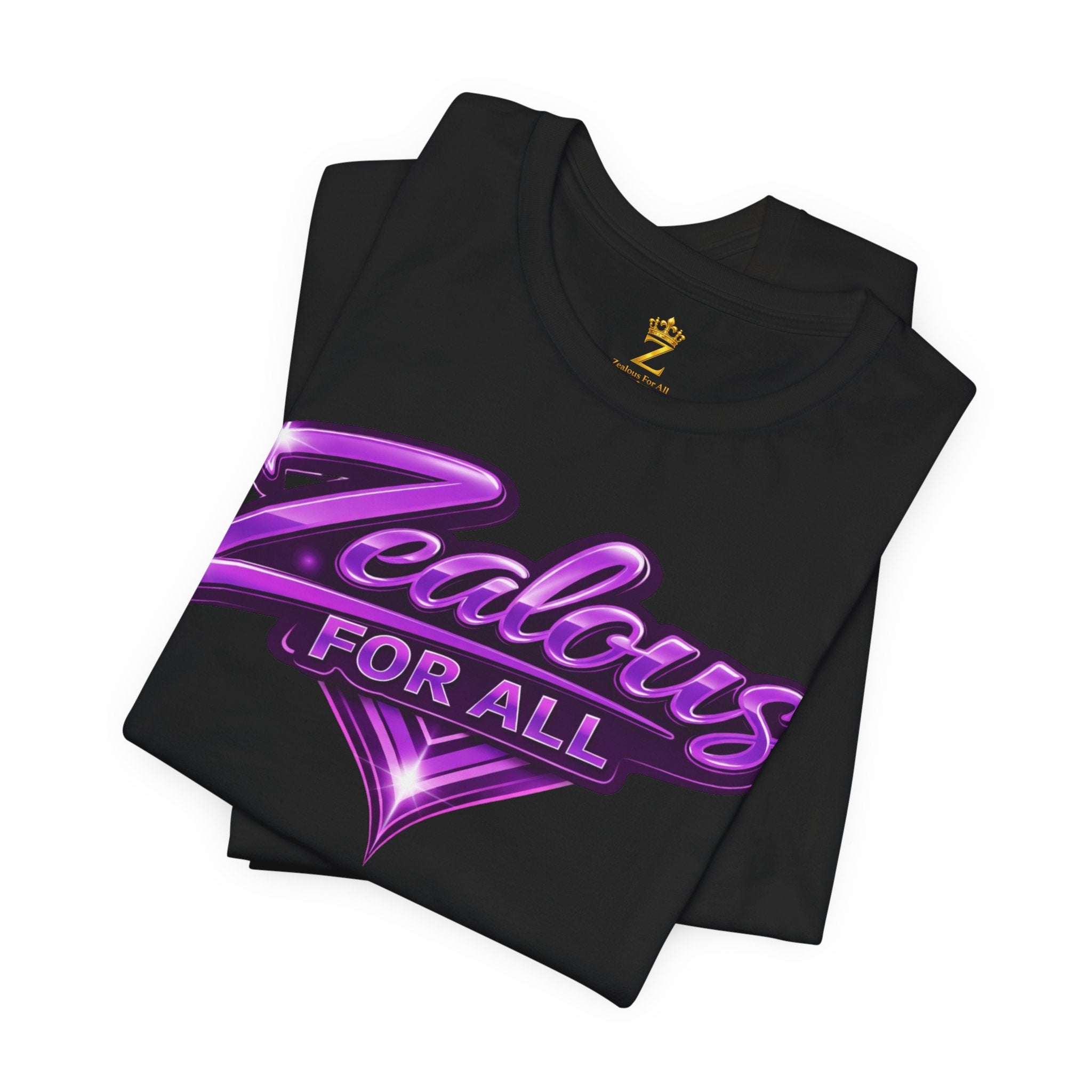 Zealous For All Graphic T-Shirt (Purple Logo) Printify
