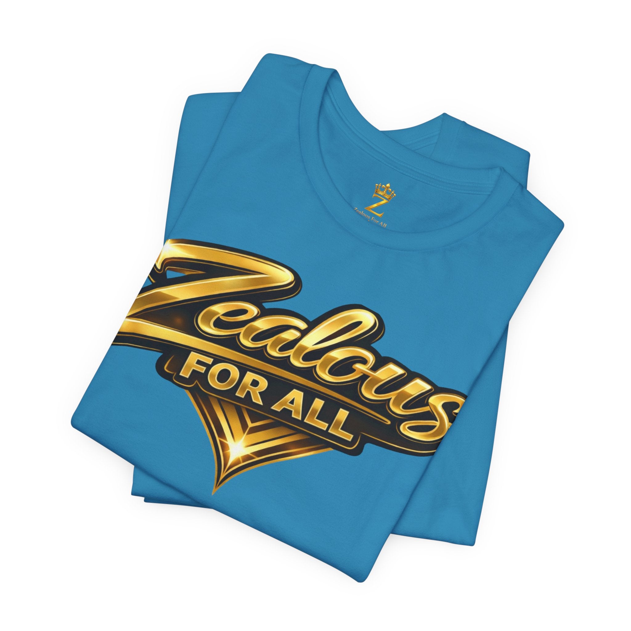 Zealous For All Graphic T-Shirt (Gold Logo) Printify