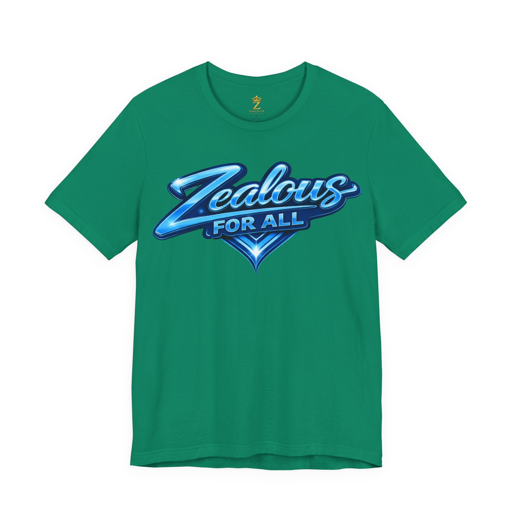 Zealous For All Graphic T-Shirt (Blue Logo) Printify
