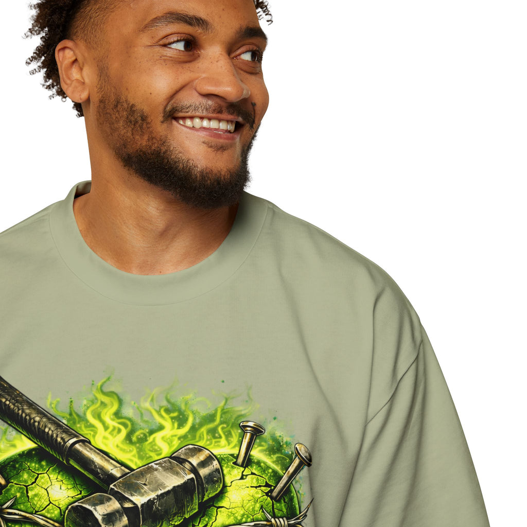 Oversized Discipline Over Emotions Graphic Tee (Green Heart) Printify