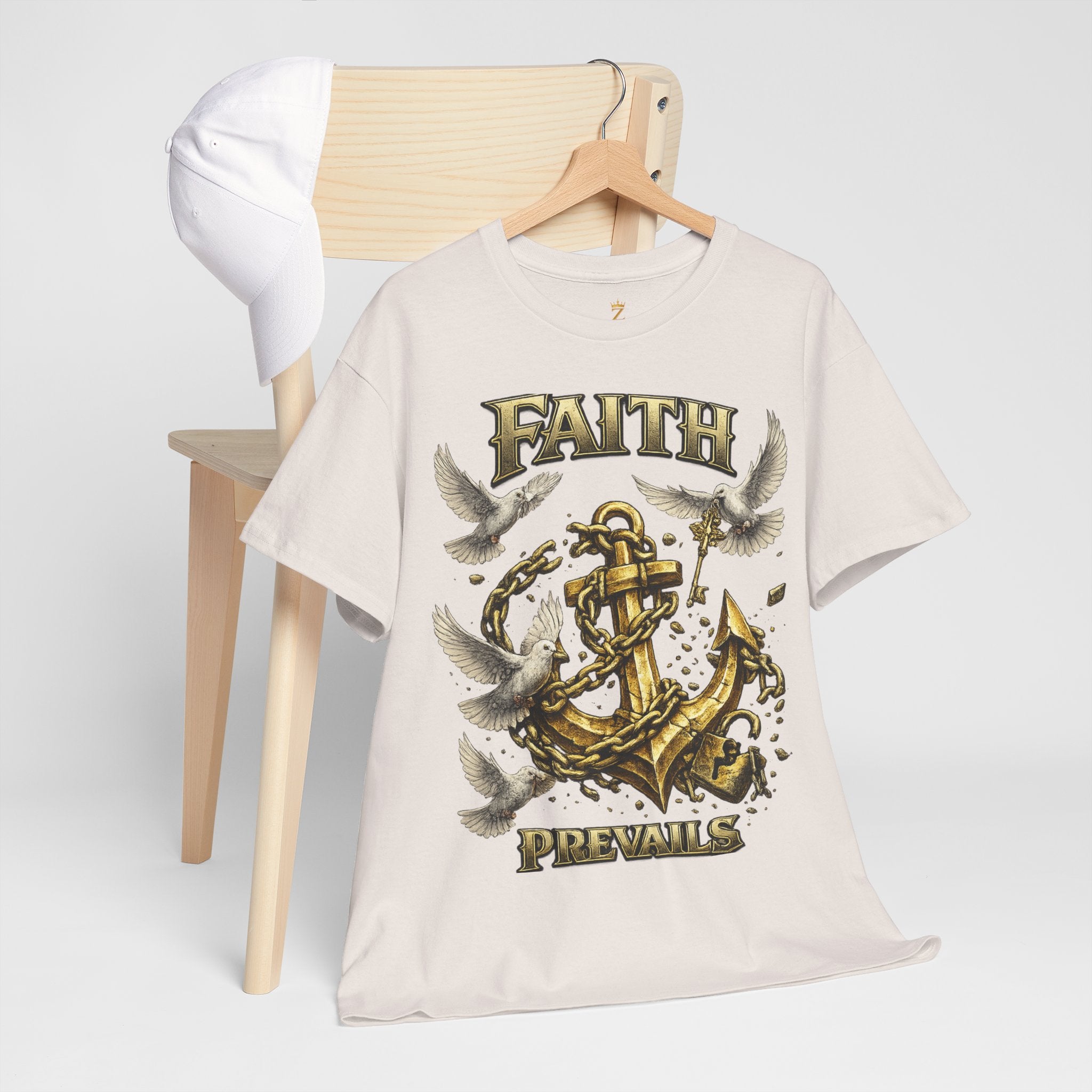 Adult Faith Prevails Anchor T-Shirt (Gold Anchor) Printify