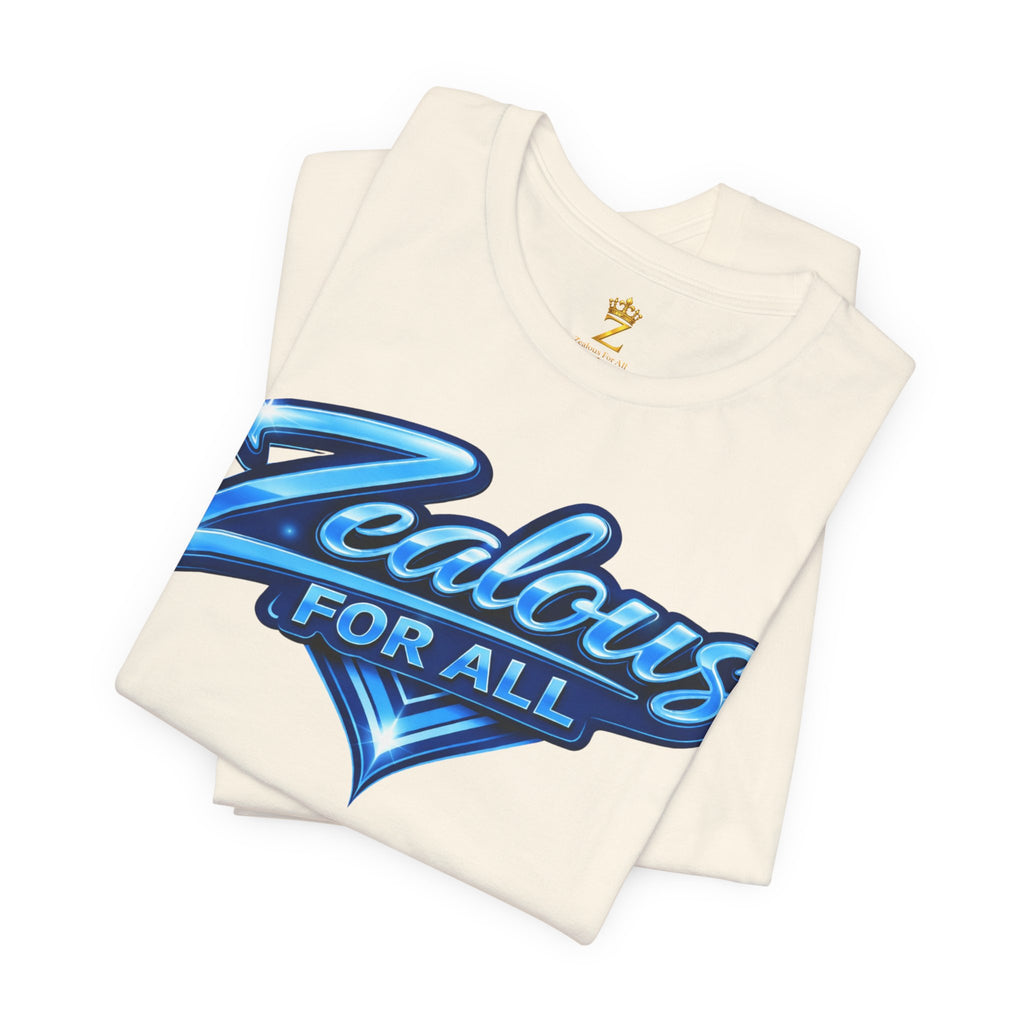 Zealous For All Graphic T-Shirt (Blue Logo) Printify