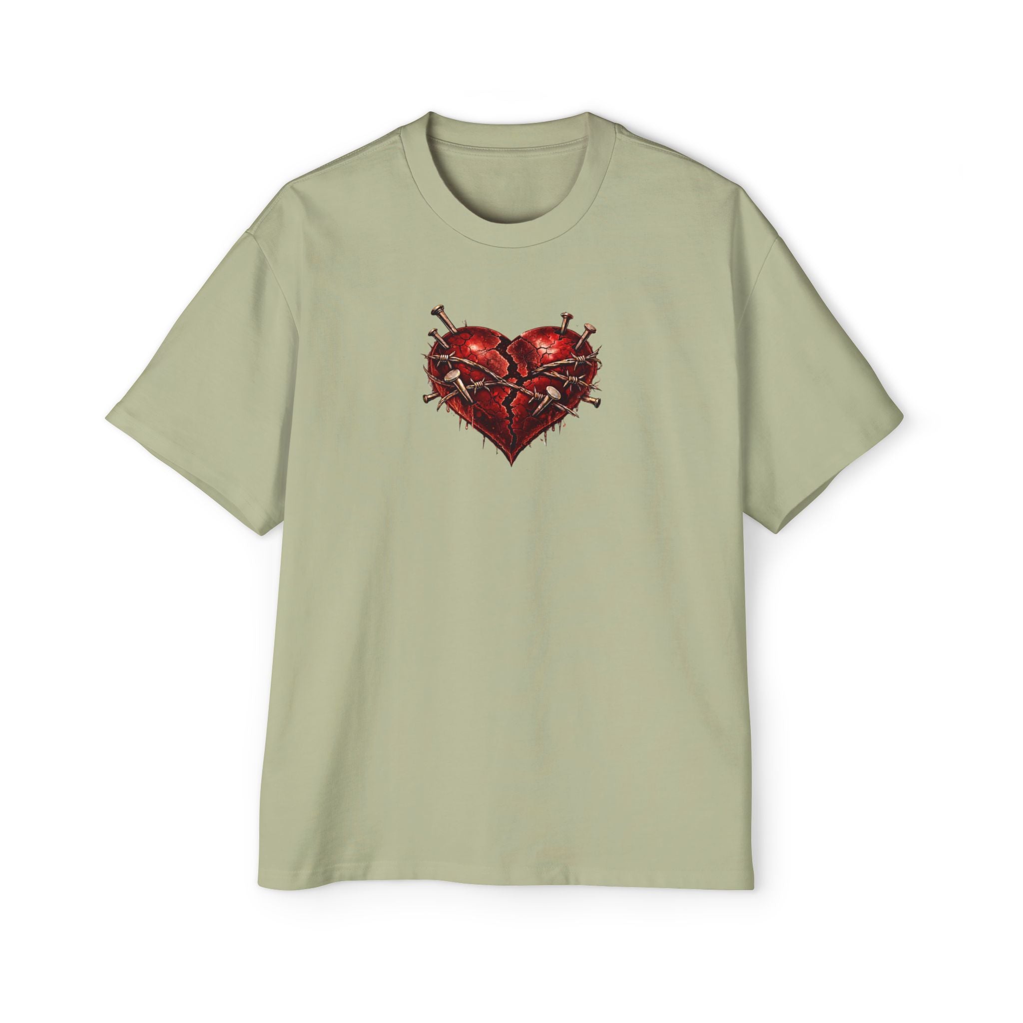 Oversized Discipline Over Emotions (Back) Graphic Tee (Red Heart) Printify
