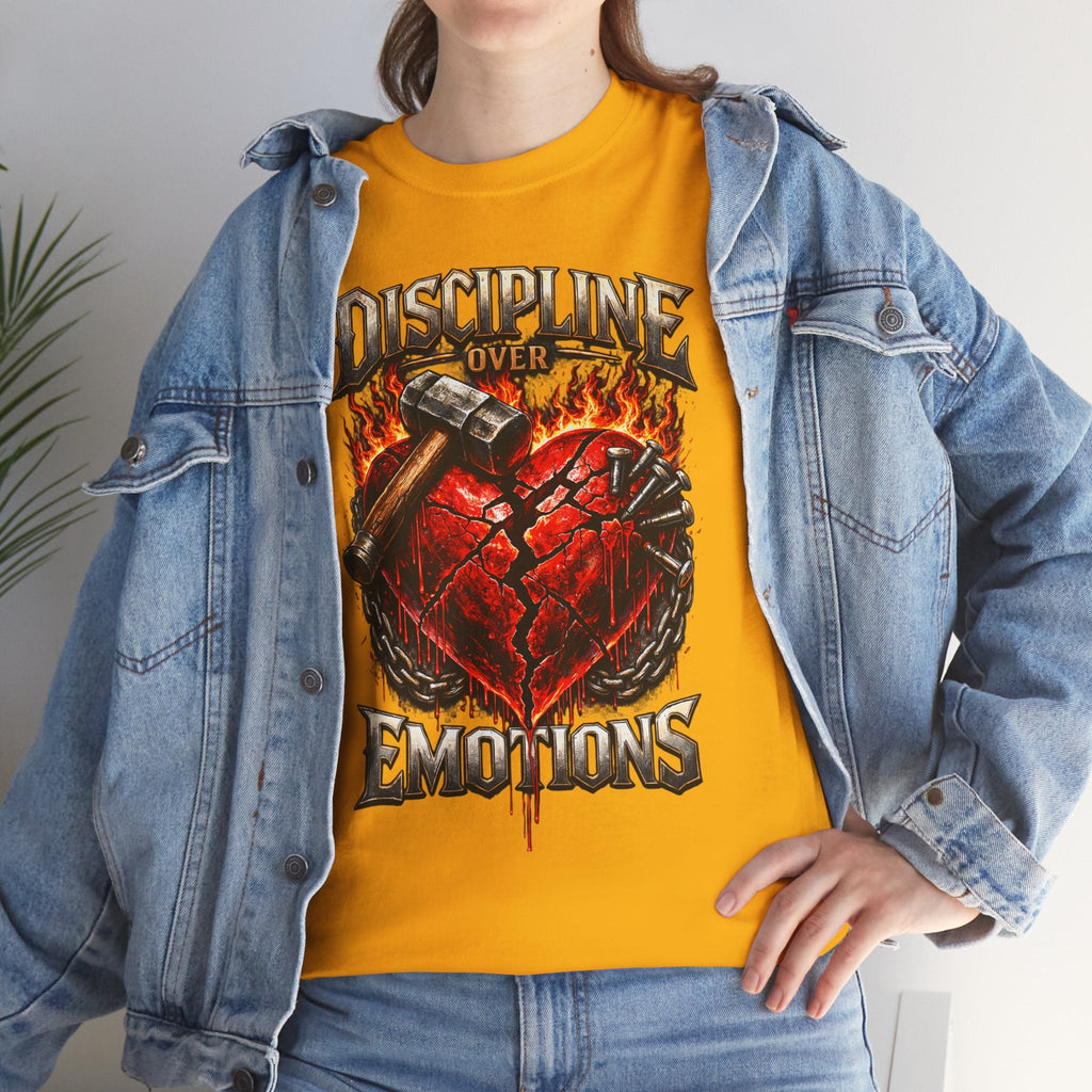 Discipline Over Emotions Graphic T-Shirt (Red Heart) Printify