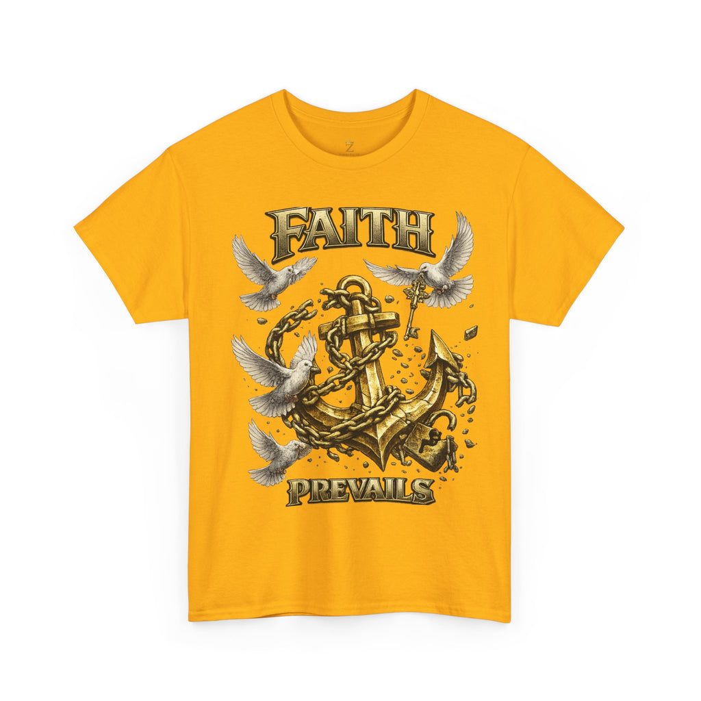 Adult Faith Prevails Anchor T-Shirt (Gold Anchor) Printify