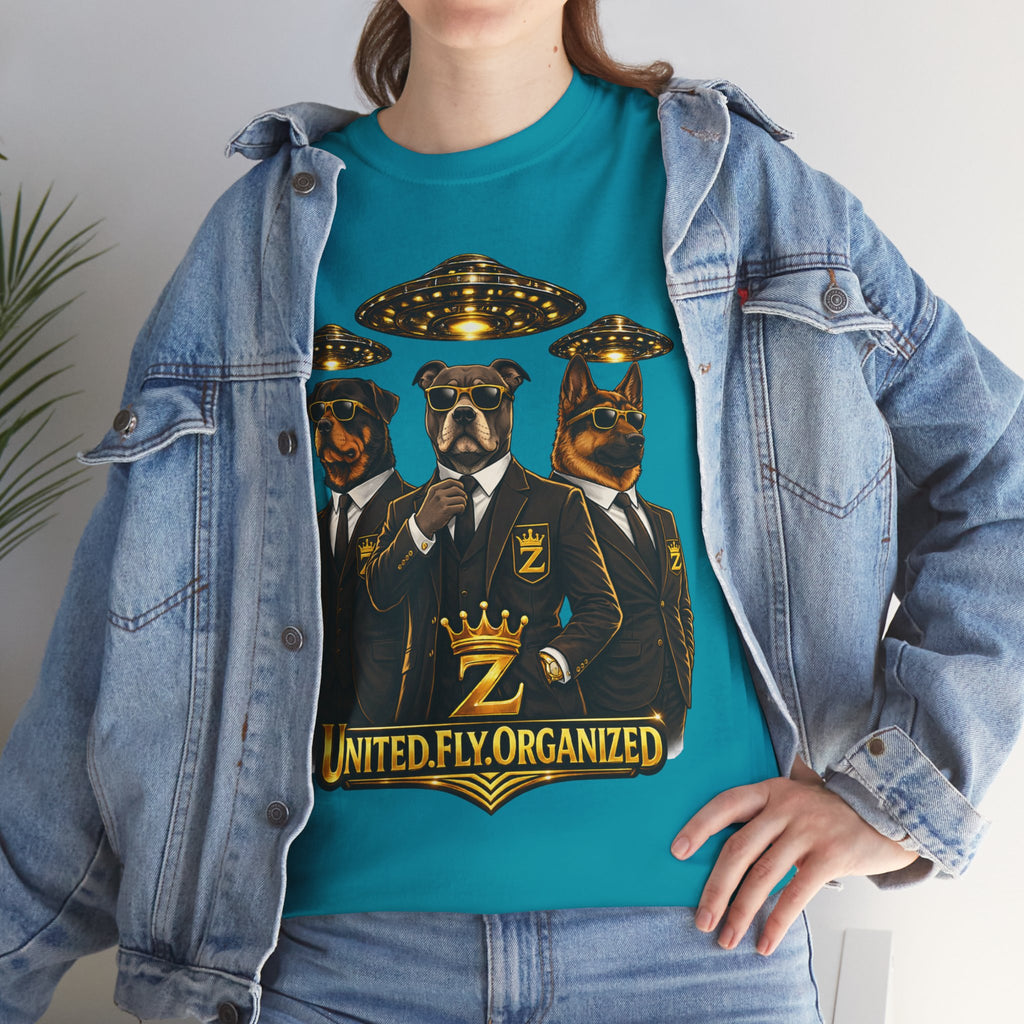 Adult "United. Fly. Organized." Graphic Tee (Gold) Printify