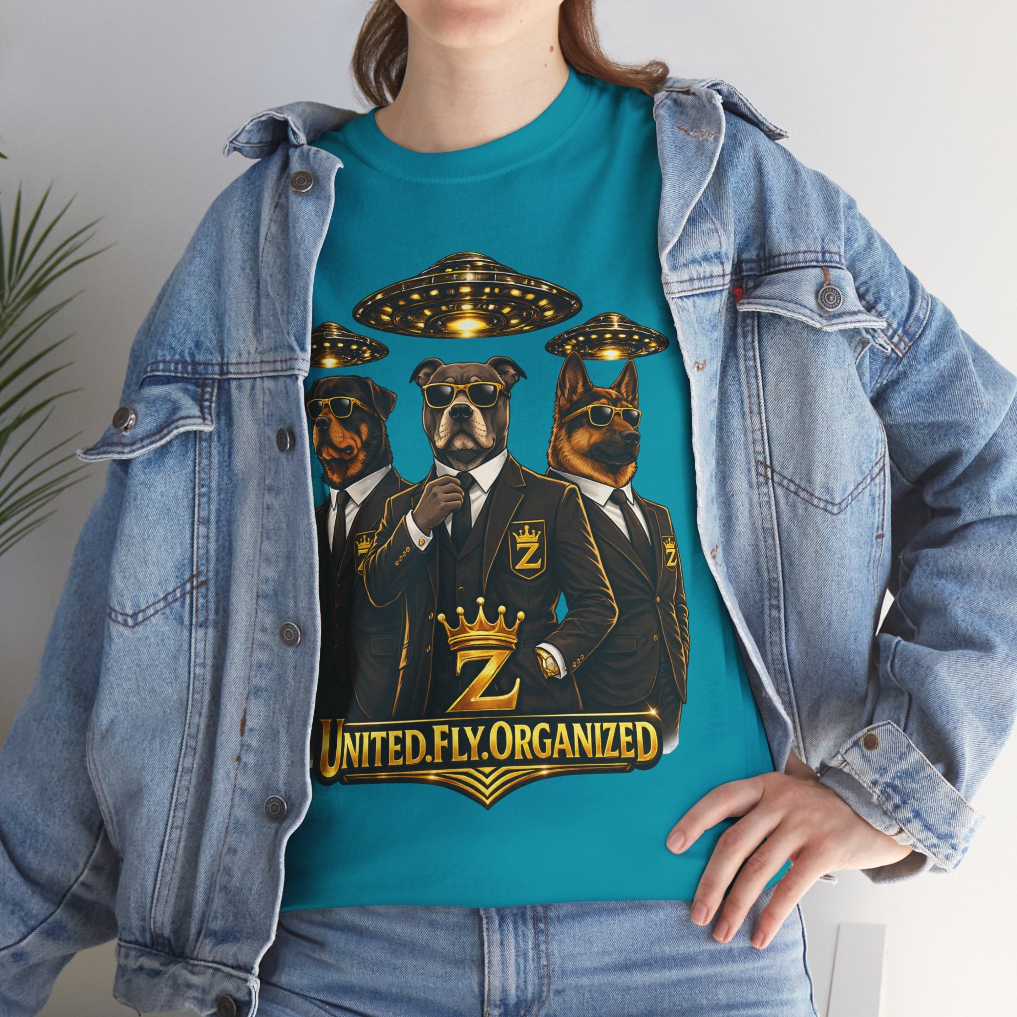 Adult "United. Fly. Organized." Graphic Tee (Gold) Printify