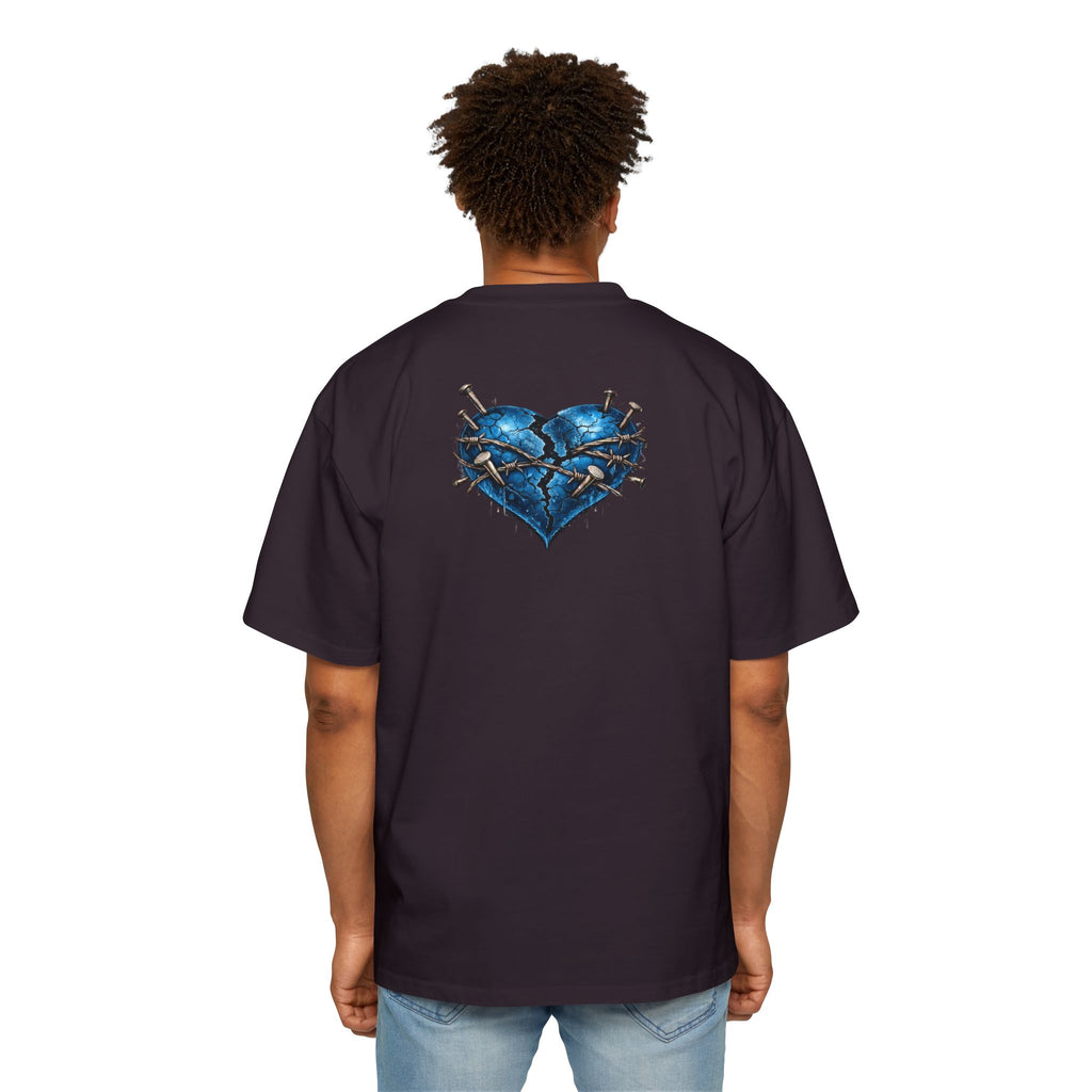 Oversized Discipline Over Emotions Graphic T-Shirt (Blue Heart) Printify