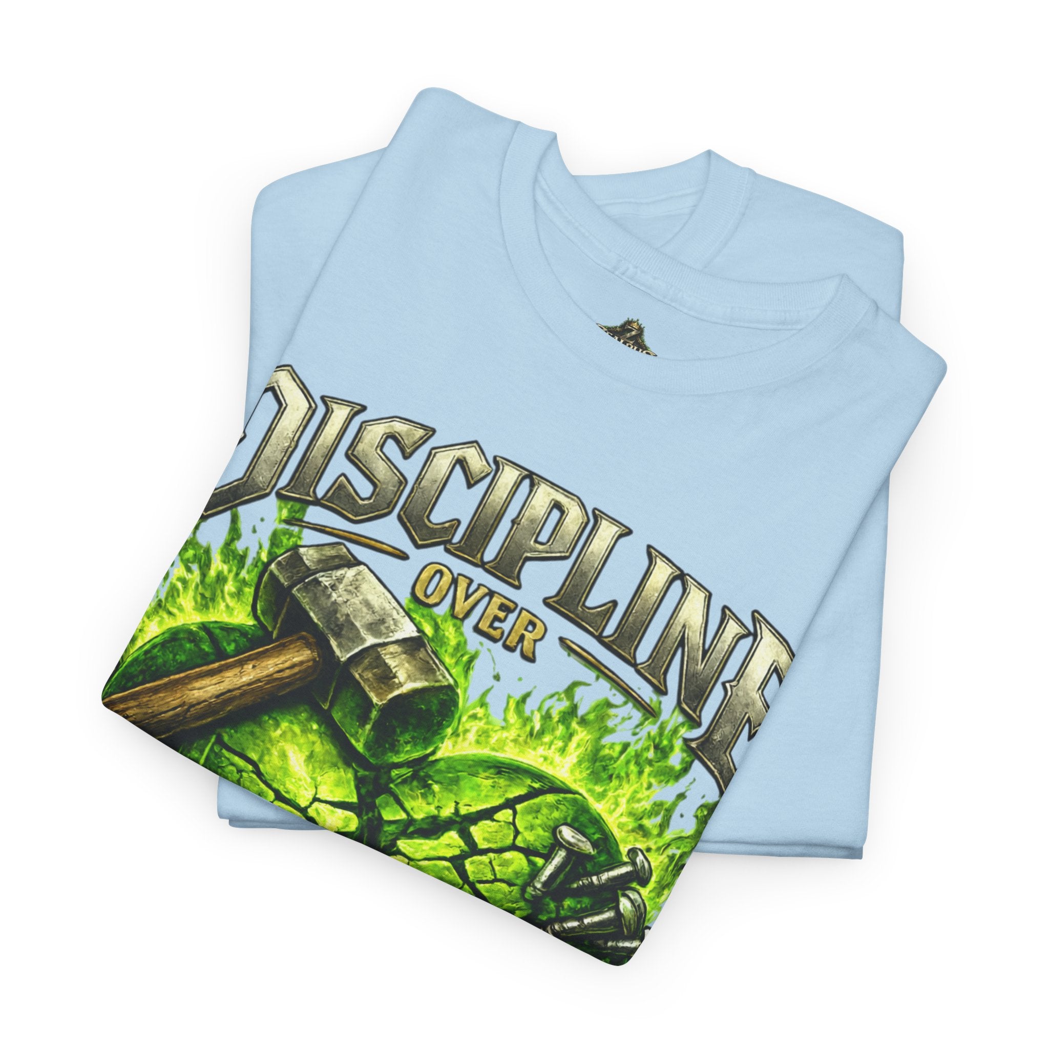 Adult Discipline Over Emotions Graphic T-Shirt (Lime Green Heart)