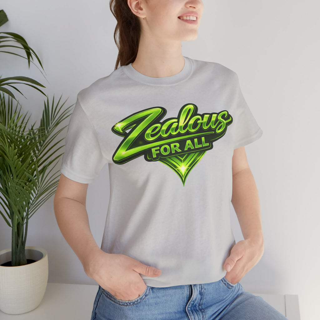 Zealous For All Graphic T-Shirt (Lime Green Logo) Printify