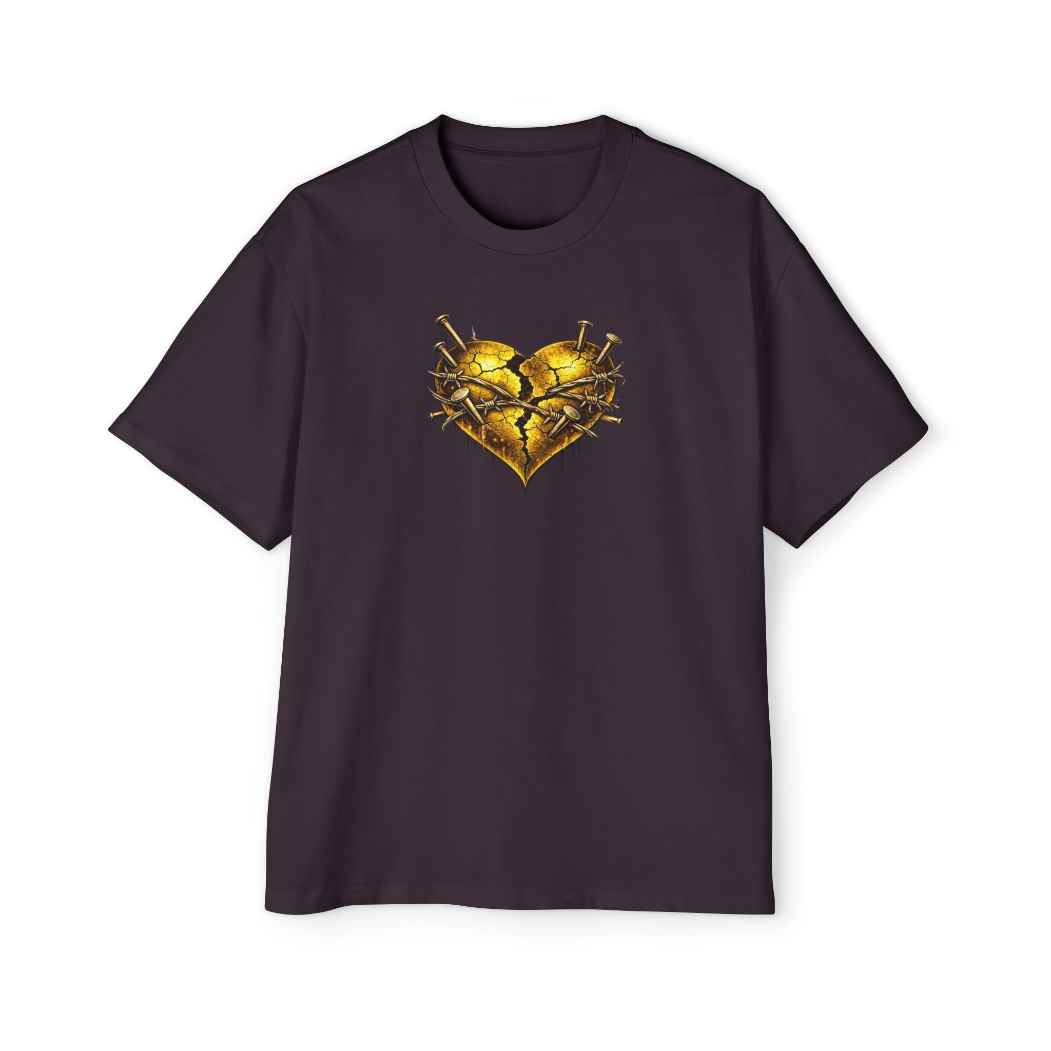 Oversized Discipline Over Emotions (Back) Graphic Tee (Gold Heart) Printify