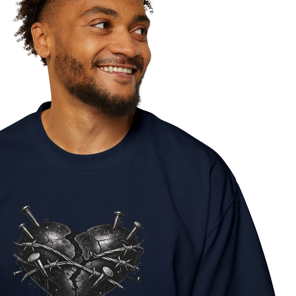 Oversized Discipline Over Emotions (Back) Graphic Tee (Black Heart) Printify