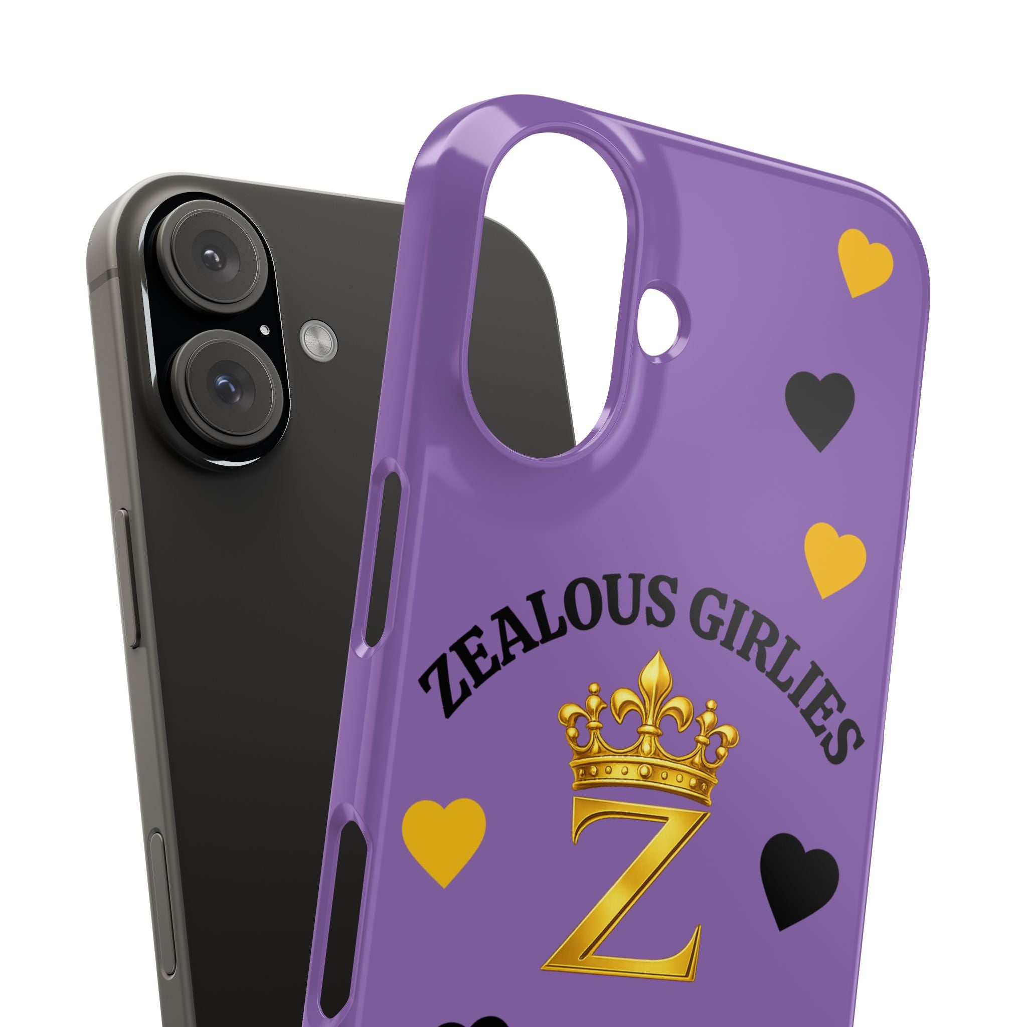 Zealous Girlies 'Z' Crown Slim Phone Case — Purple & Gold Heart Design Printify