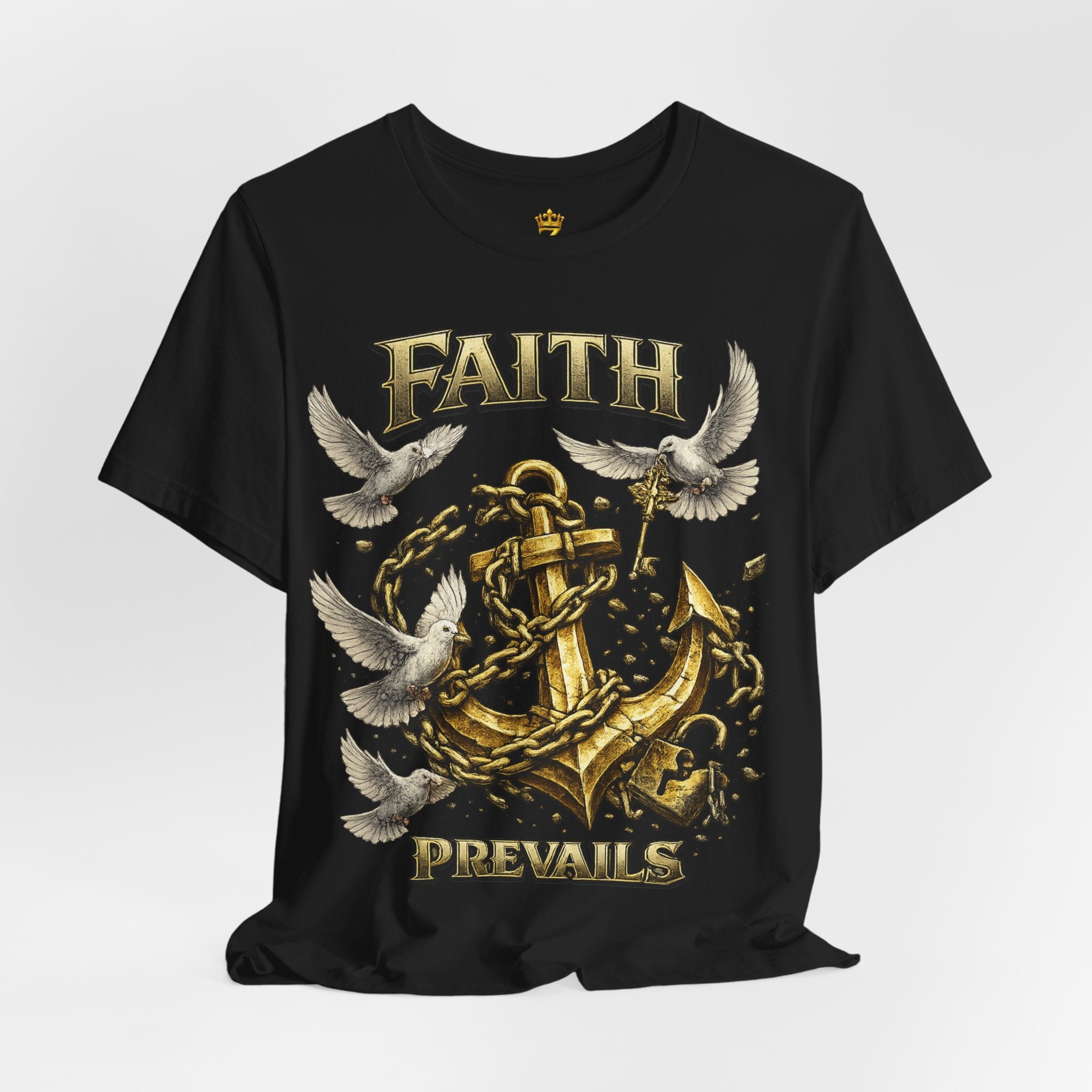 Faith Prevails T‑Shirt (Gold Anchor) Printify