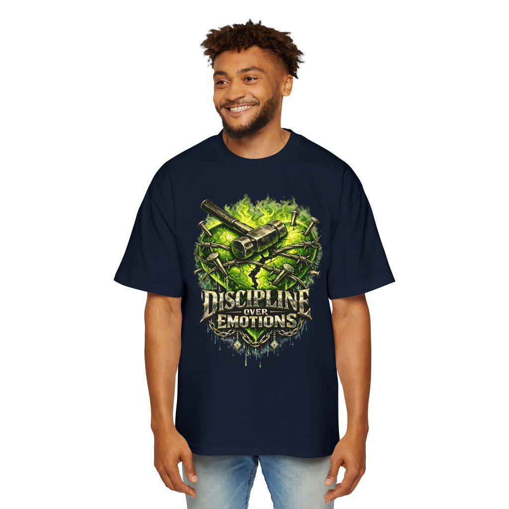 Oversized Discipline Over Emotions Graphic Tee (Green Heart) Printify