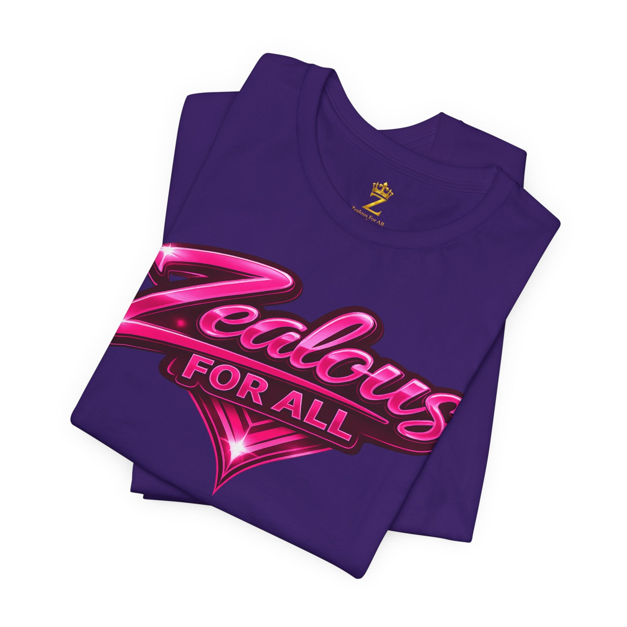 Zealous For All Graphic T-Shirt (Hot Pink Logo) Printify