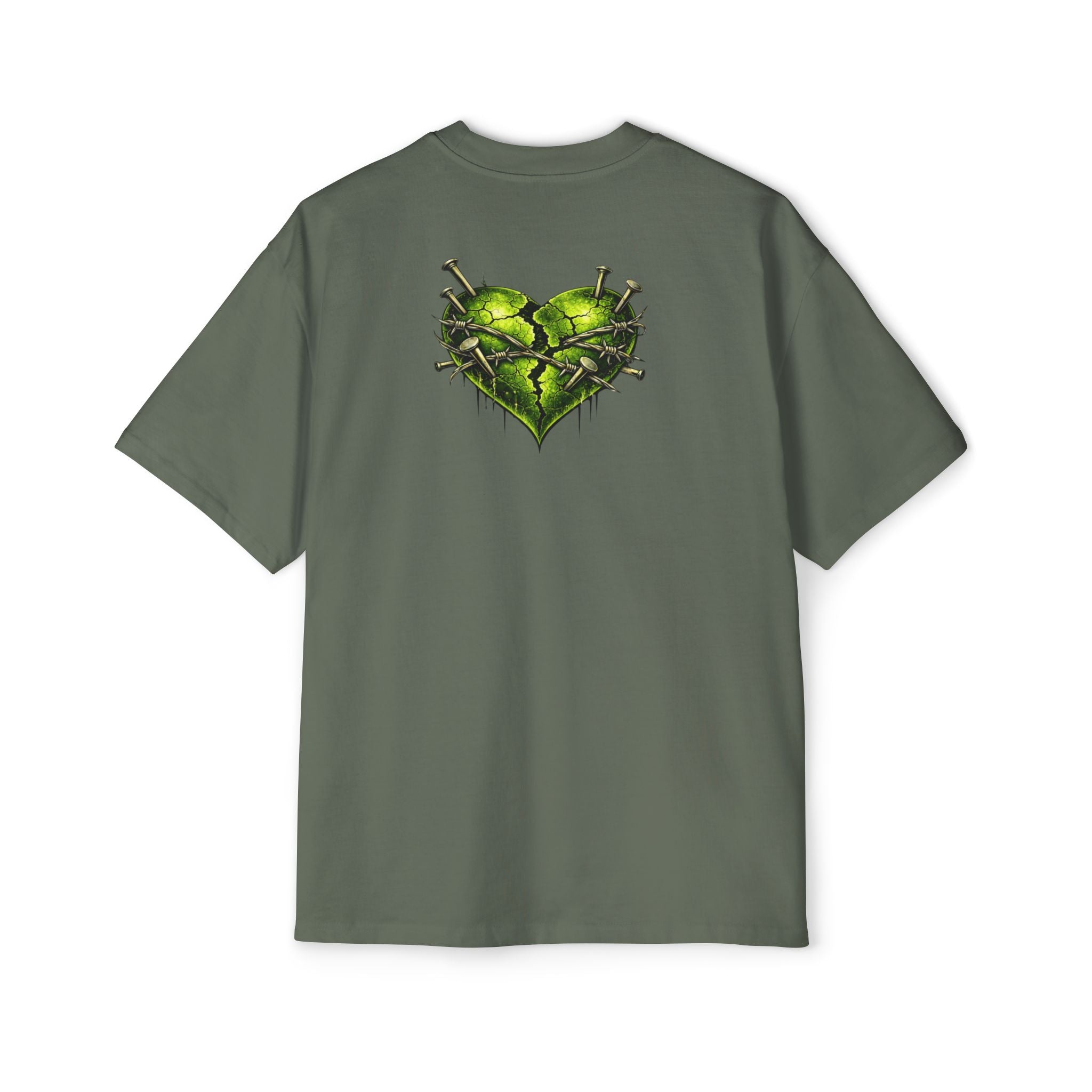 Oversized Discipline Over Emotions Graphic Tee (Green Heart) Printify