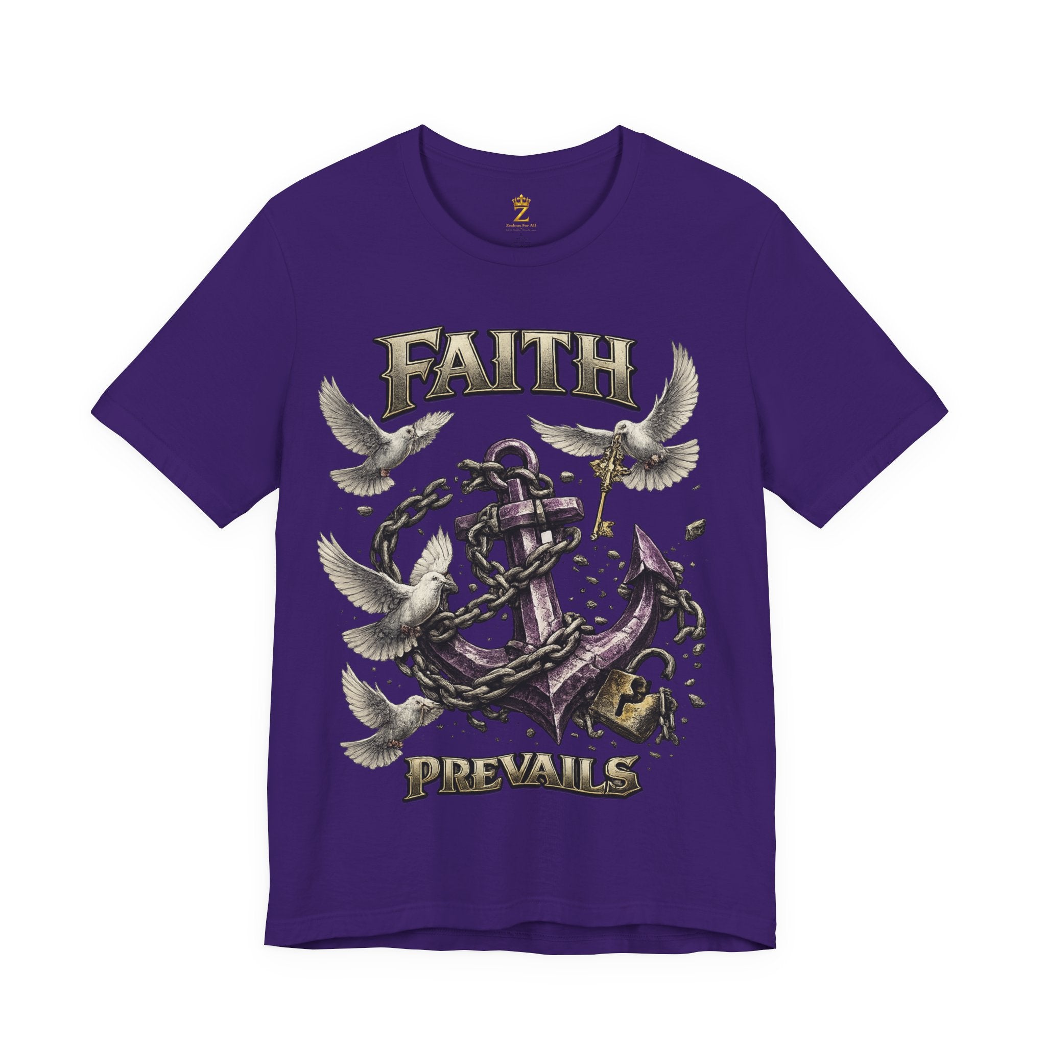 Faith Prevails T‑Shirt (Purple Anchor) Printify