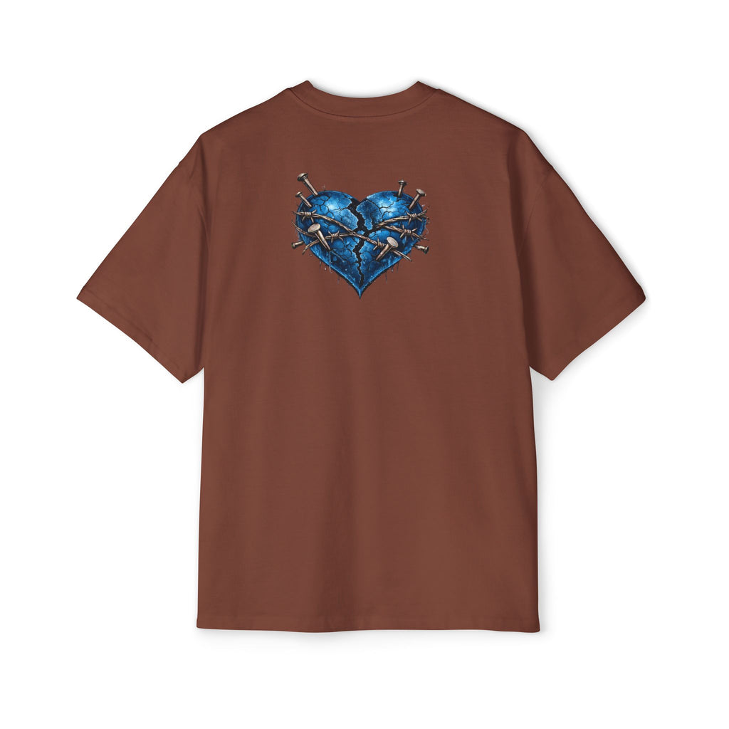 Oversized Discipline Over Emotions Graphic T-Shirt (Blue Heart) Printify
