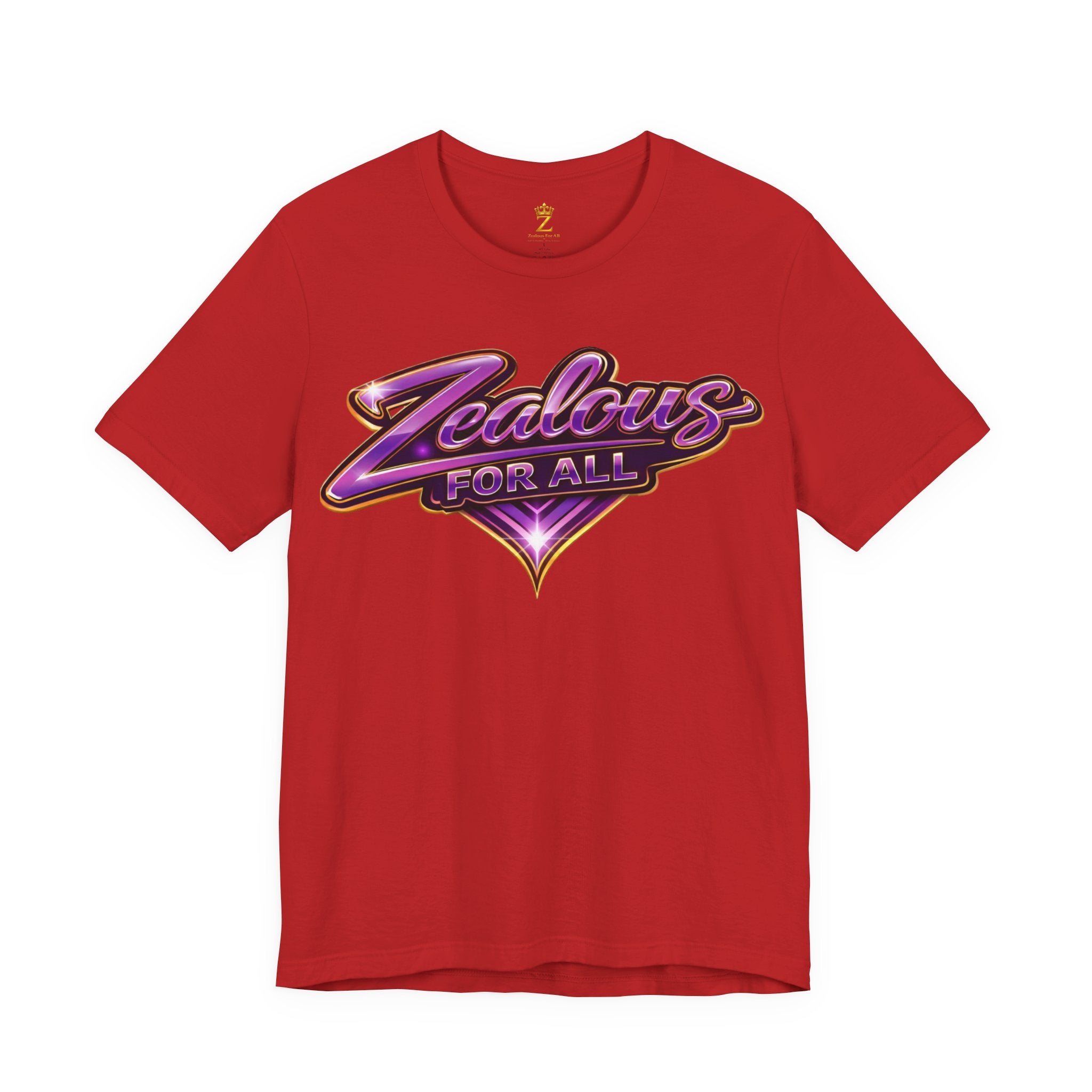 CUSTOM Zealous For All Graphic T-Shirt (Purple & Gold Trim Logo)