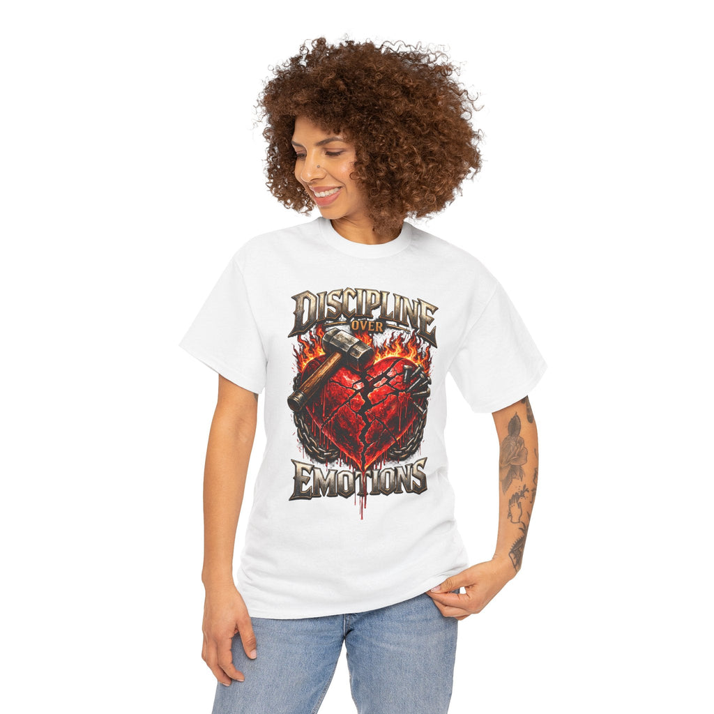 Discipline Over Emotions Graphic T-Shirt (Red Heart) Printify