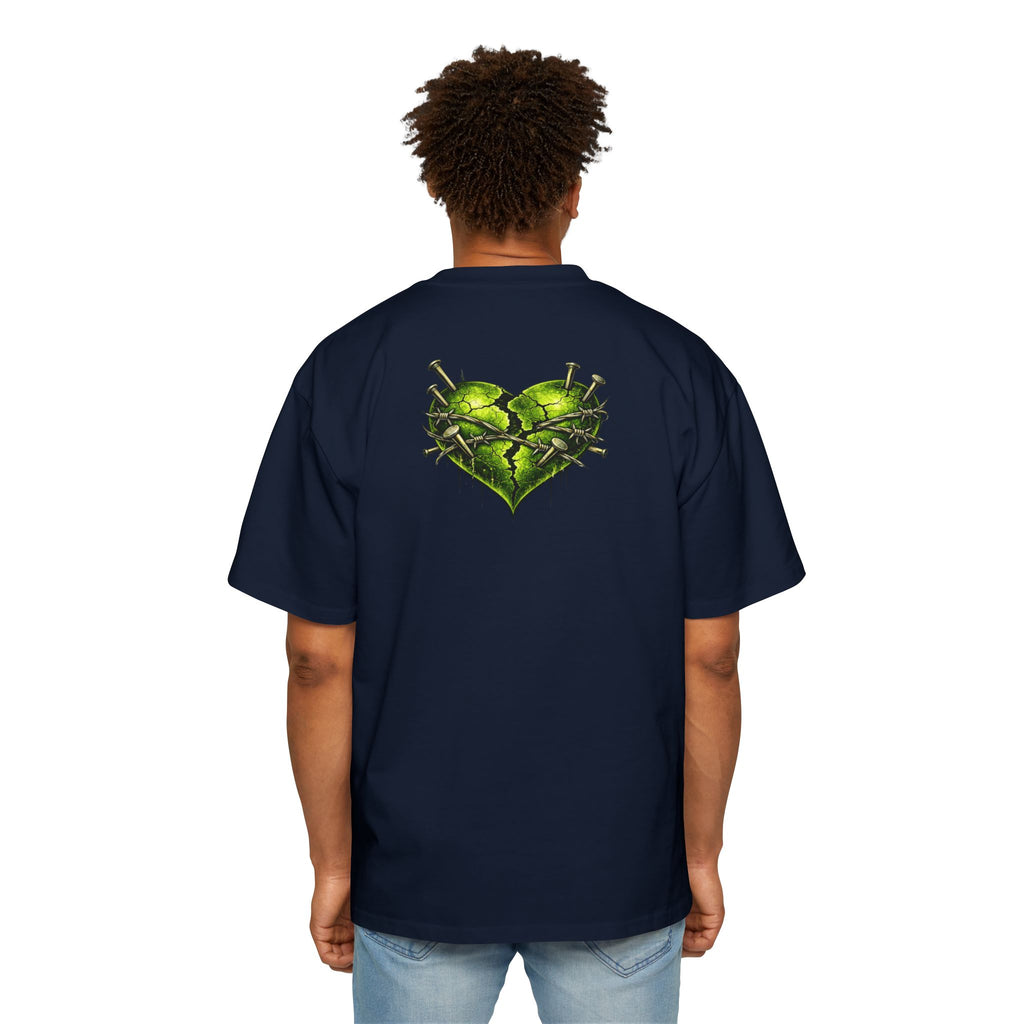 Oversized Discipline Over Emotions Graphic Tee (Green Heart) Printify