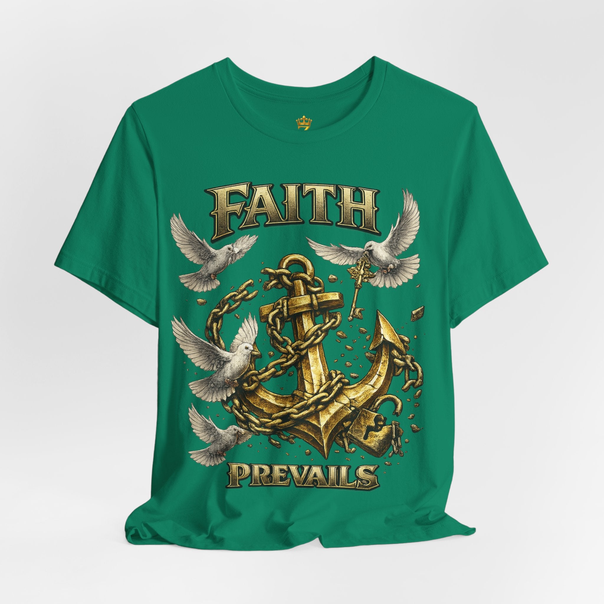 Faith Prevails T‑Shirt (Gold Anchor) Printify