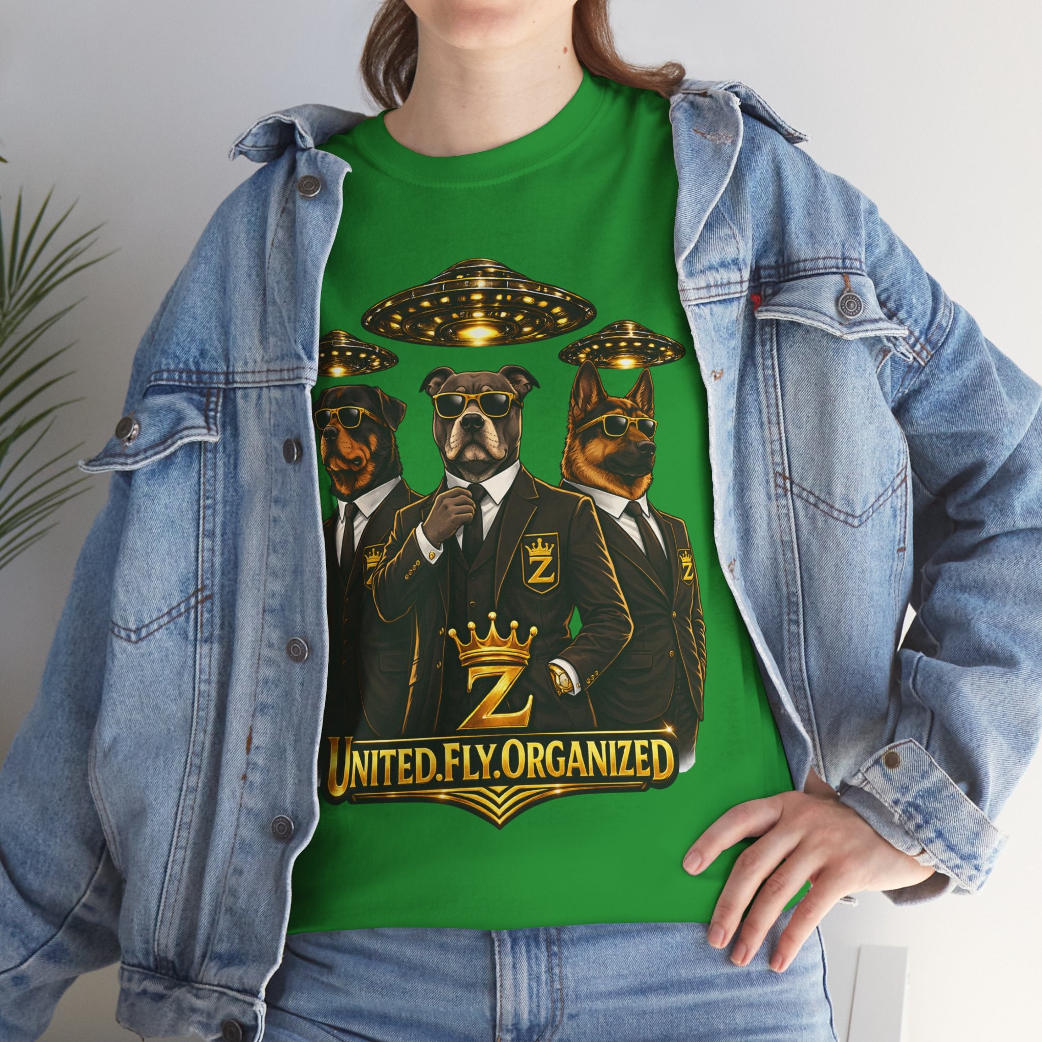 Adult "United. Fly. Organized." Graphic Tee (Gold) Printify