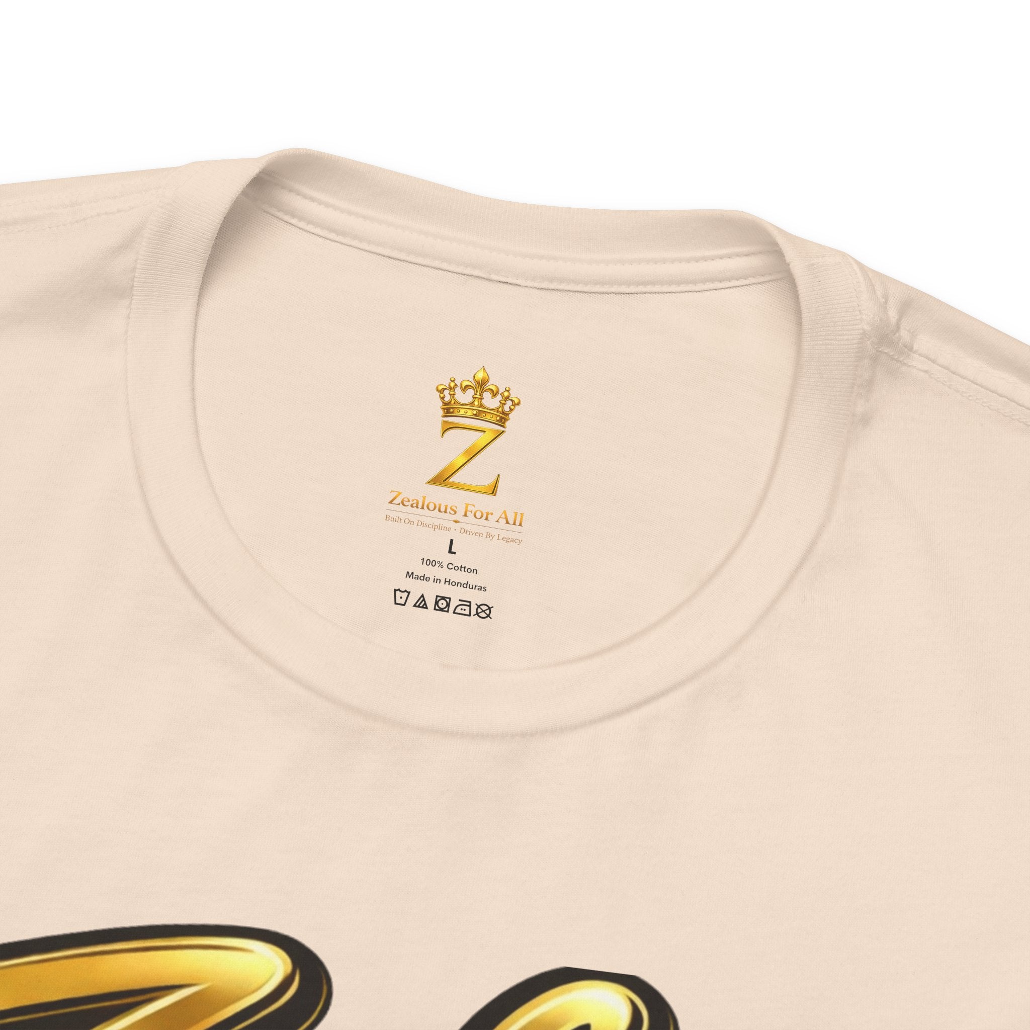 Zealous For All Graphic T-Shirt (Gold Logo) Printify