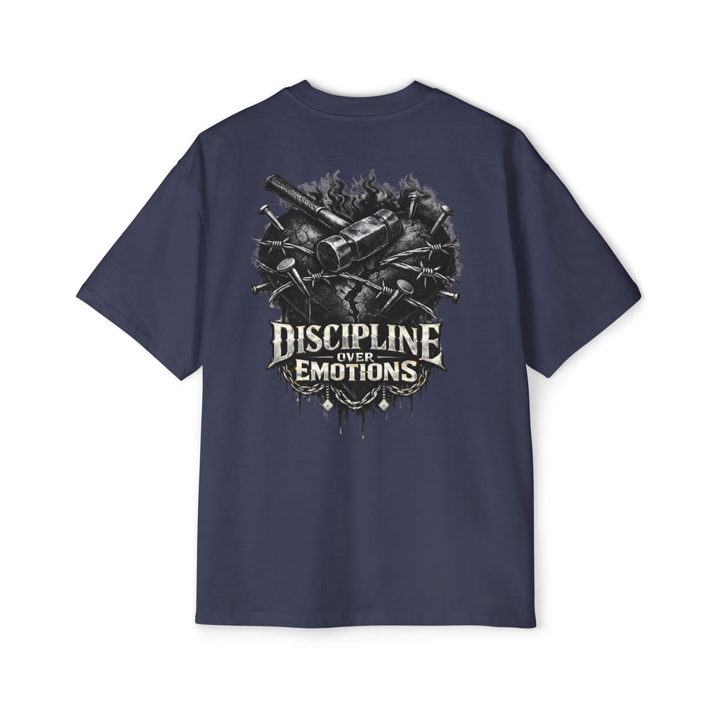 Oversized Discipline Over Emotions (Back) Graphic Tee (Black Heart) Printify