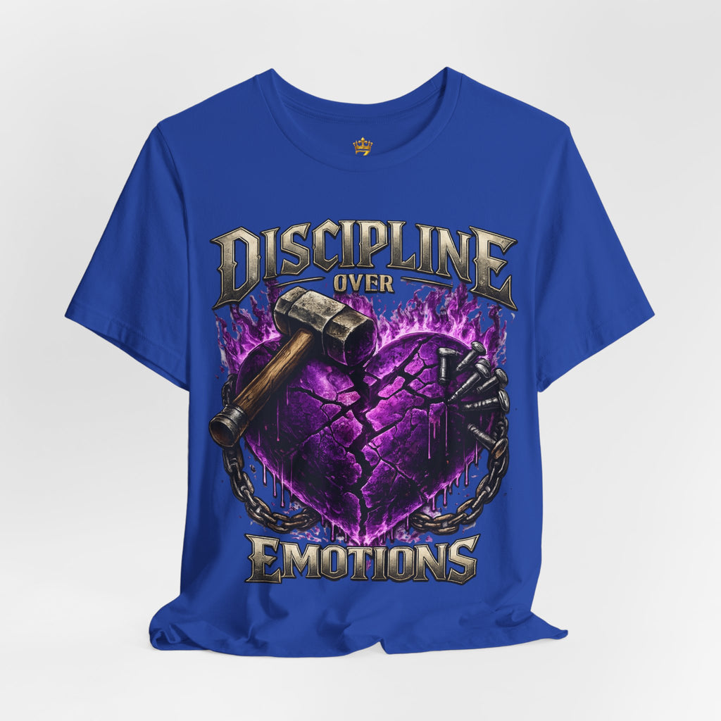 Discipline Over Emotions Premium Graphic T-Shirt (Purple Heart) Printify
