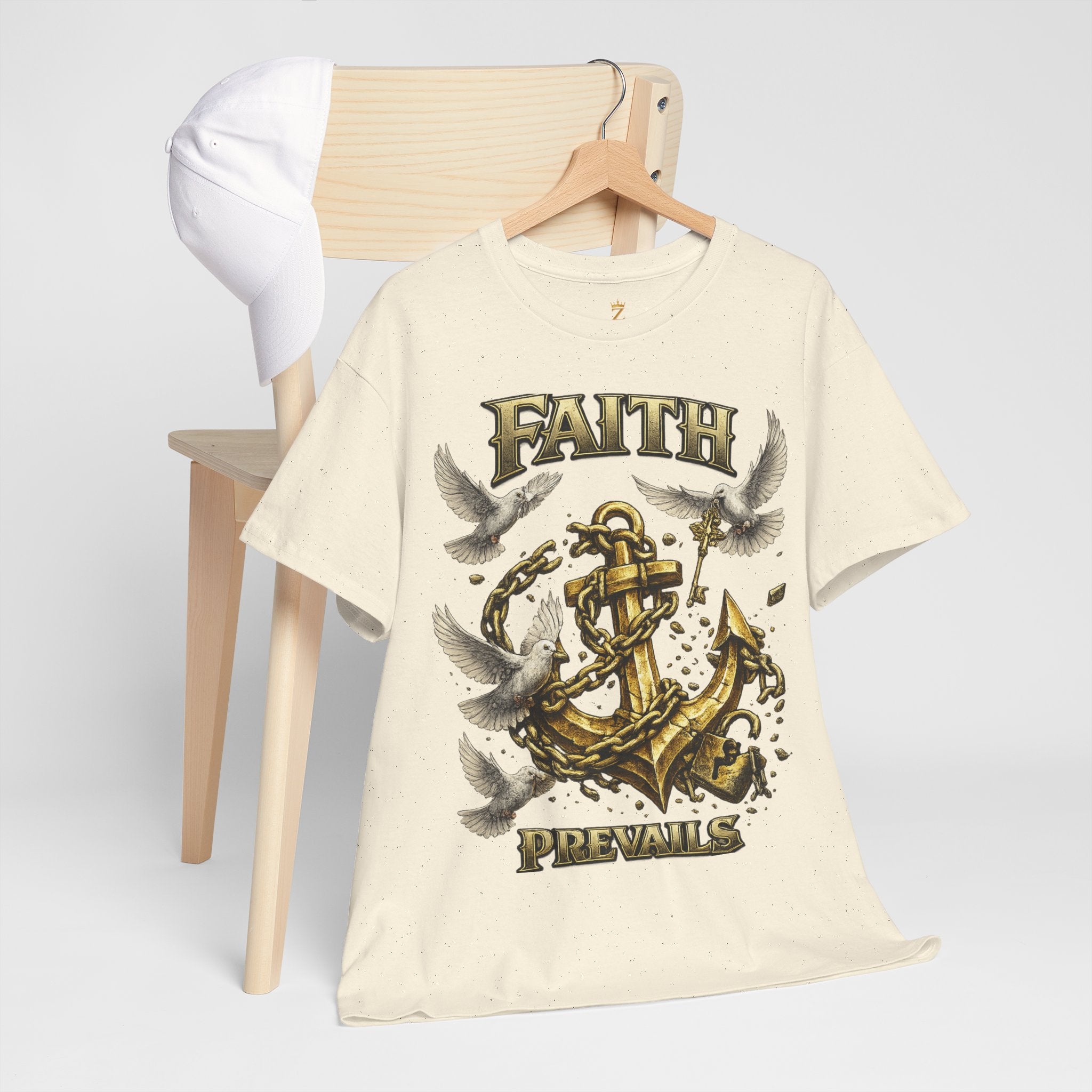 Adult Faith Prevails Anchor T-Shirt (Gold Anchor) Printify