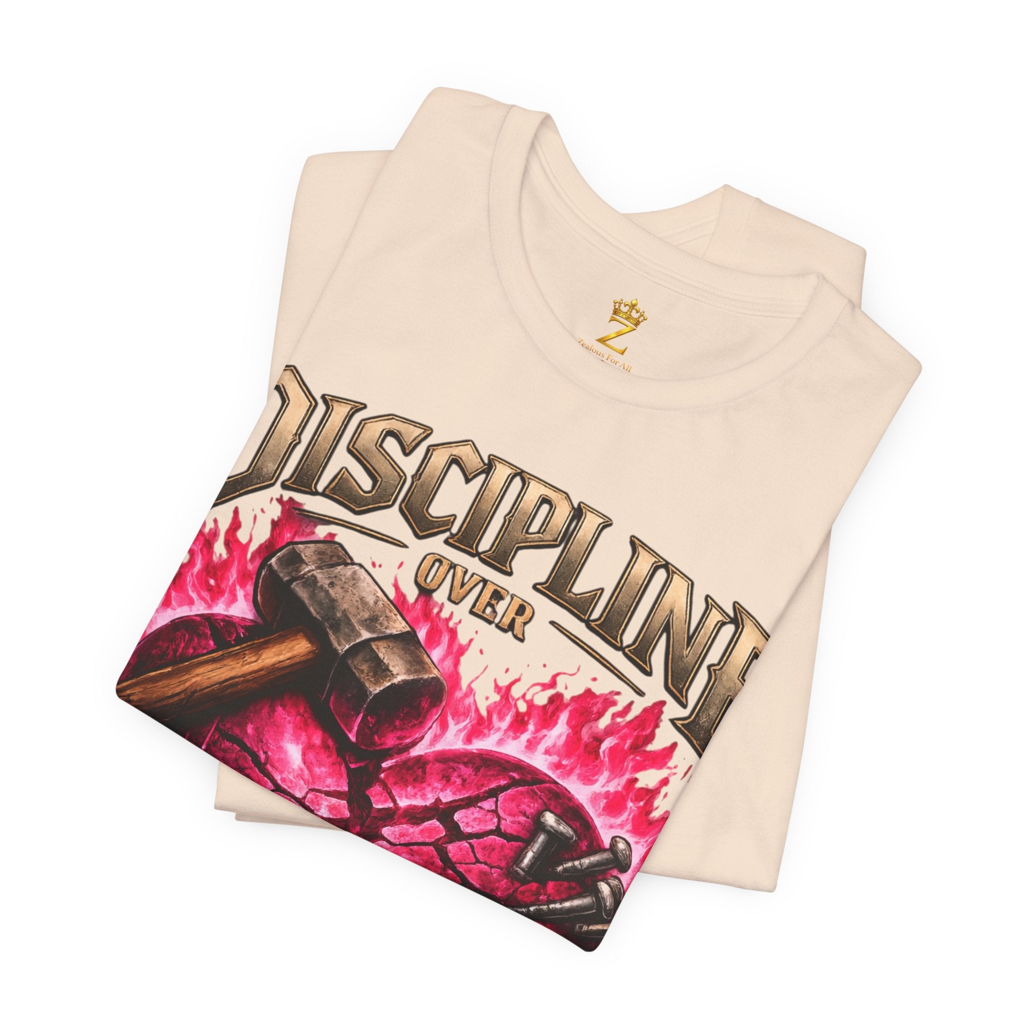 Discipline Over Emotions Premium Graphic T-Shirt (Hot Pink Heart) Printify