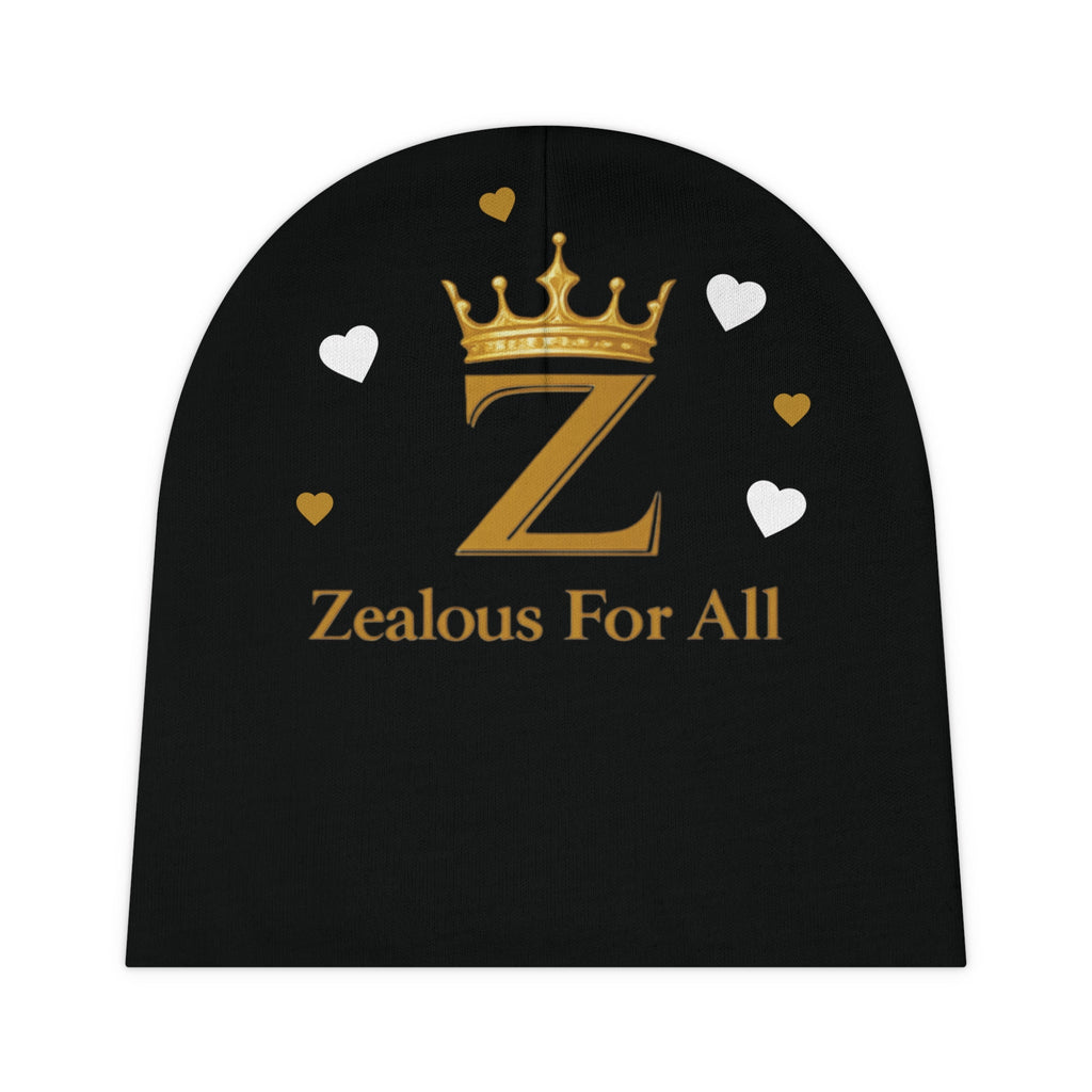 Baby Beanie — 'Zealous For All' Gold Crown Monogram Newborn Hat Printify